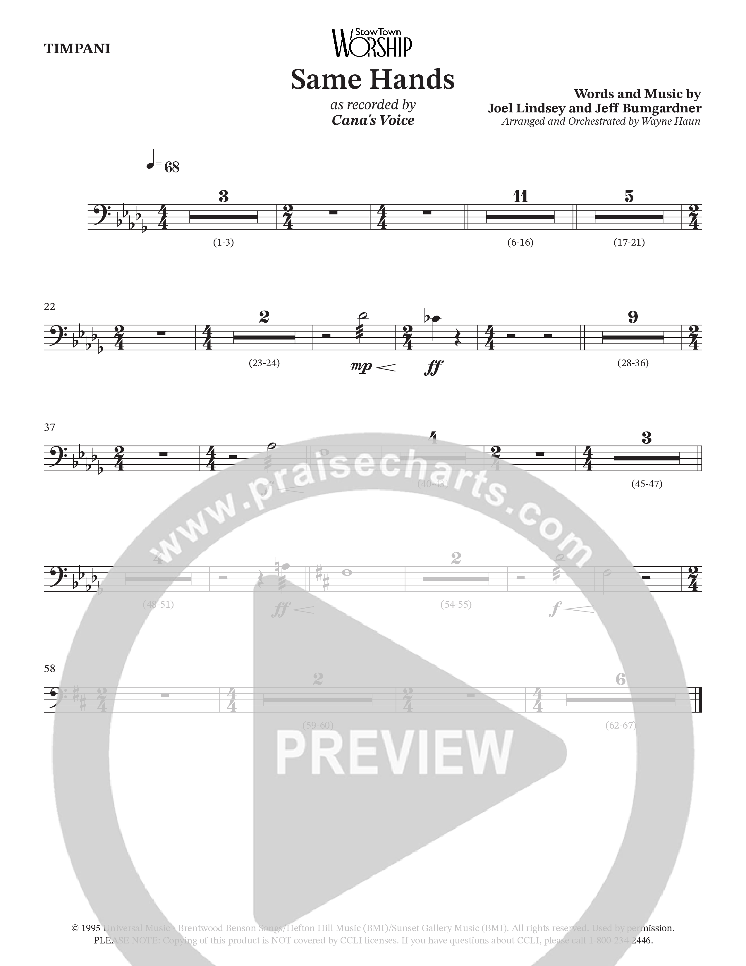 Same Hands (Choral Anthem SATB) Timpani (StowTown Worship / Arr. Wayne Haun)