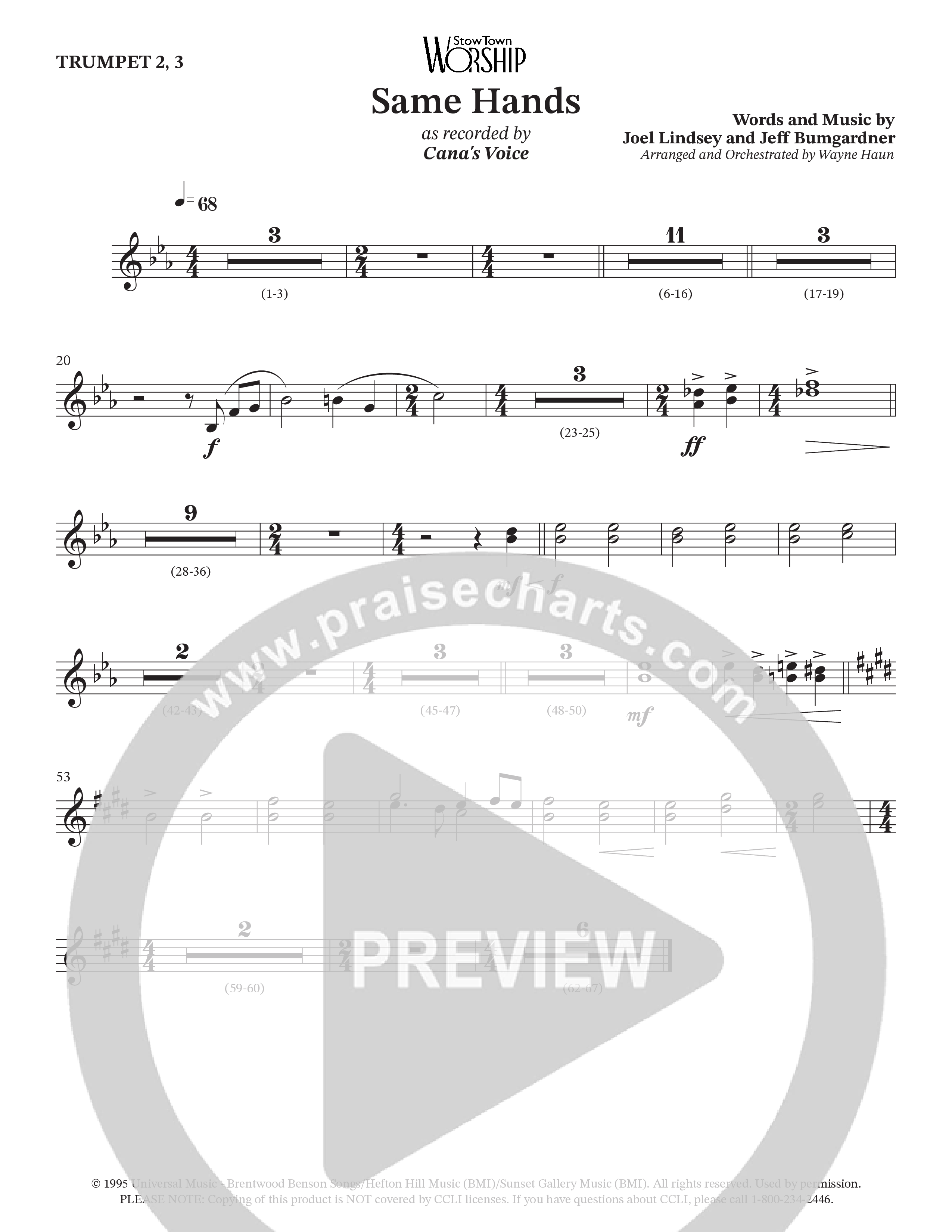 Same Hands (Choral Anthem SATB) Trumpet 2/3 (StowTown Worship / Arr. Wayne Haun)