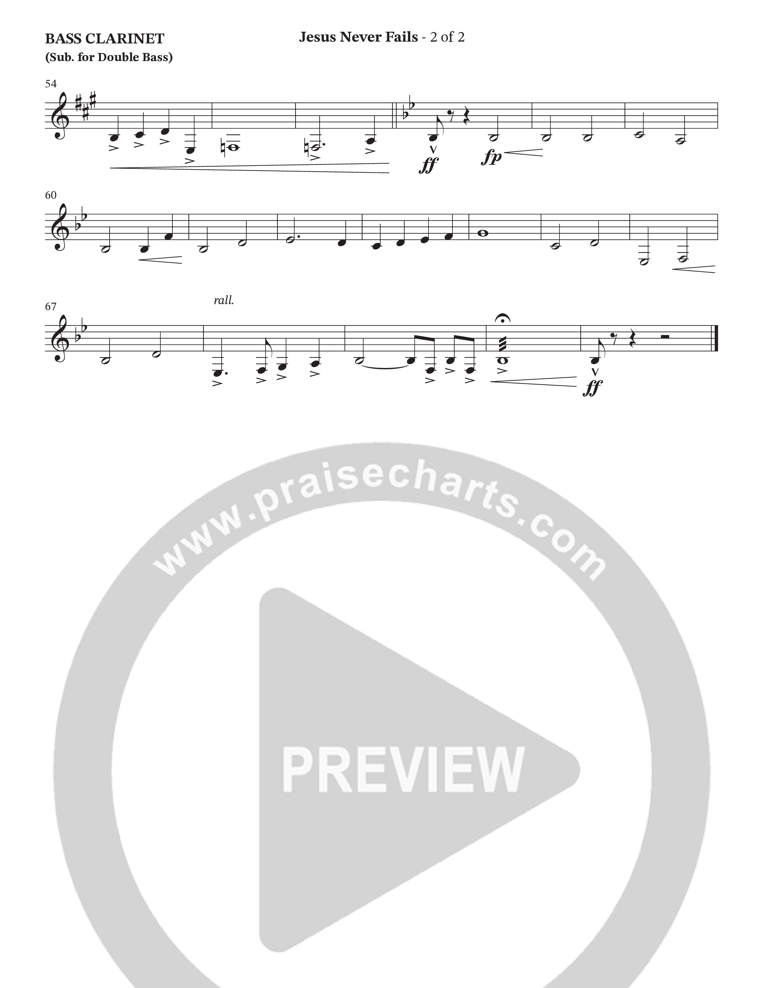 Jesus Never Fails (Choral Anthem SATB) Bass Clarinet (StowTown Worship / Arr. Geron Davis / Arr. Wayne Haun)