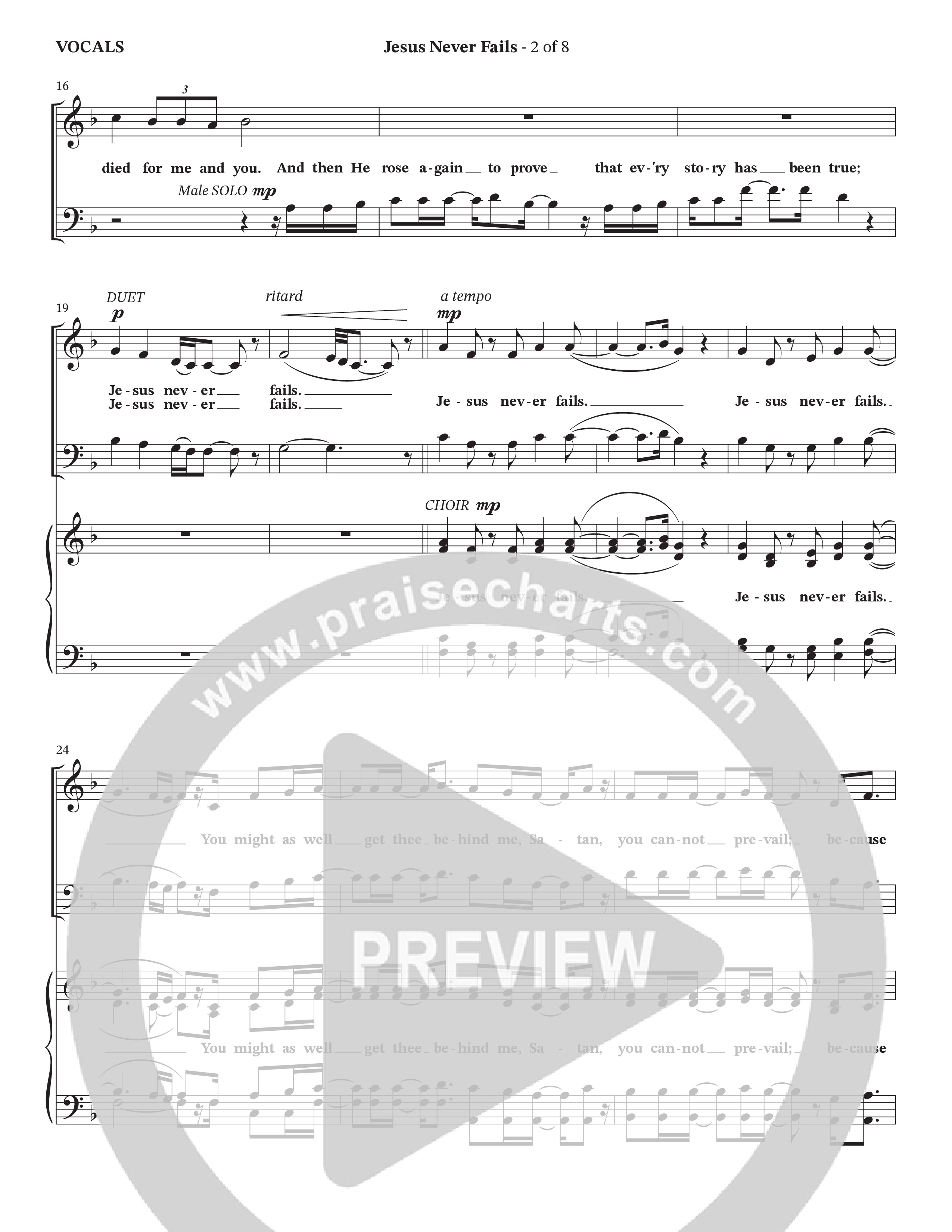 Jesus Never Fails (Choral Anthem SATB) Choir Sheet (StowTown Worship / Arr. Geron Davis / Arr. Wayne Haun)