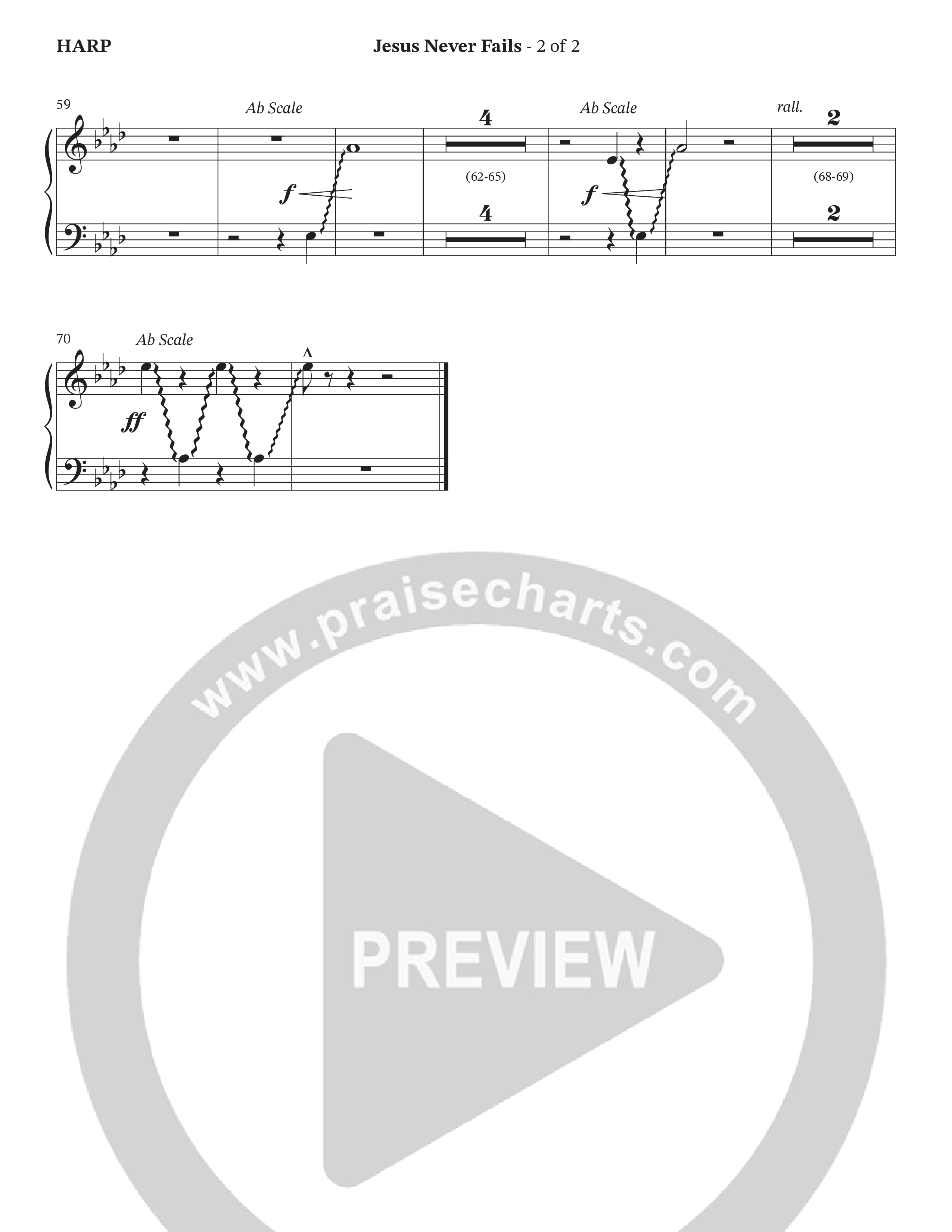Jesus Never Fails (Choral Anthem SATB) Harp (StowTown Worship / Arr. Geron Davis / Arr. Wayne Haun)