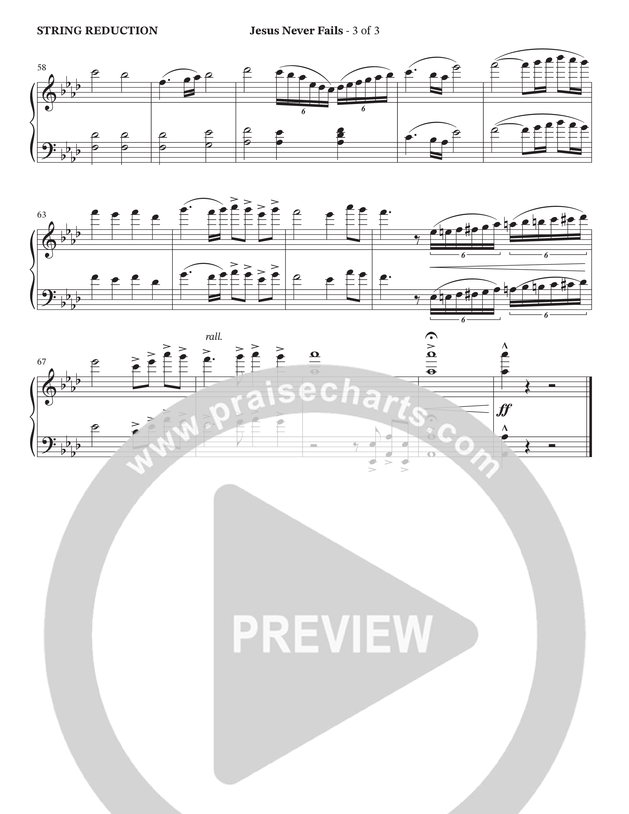 Jesus Never Fails (Choral Anthem SATB) String Reduction (StowTown Worship / Arr. Geron Davis / Arr. Wayne Haun)