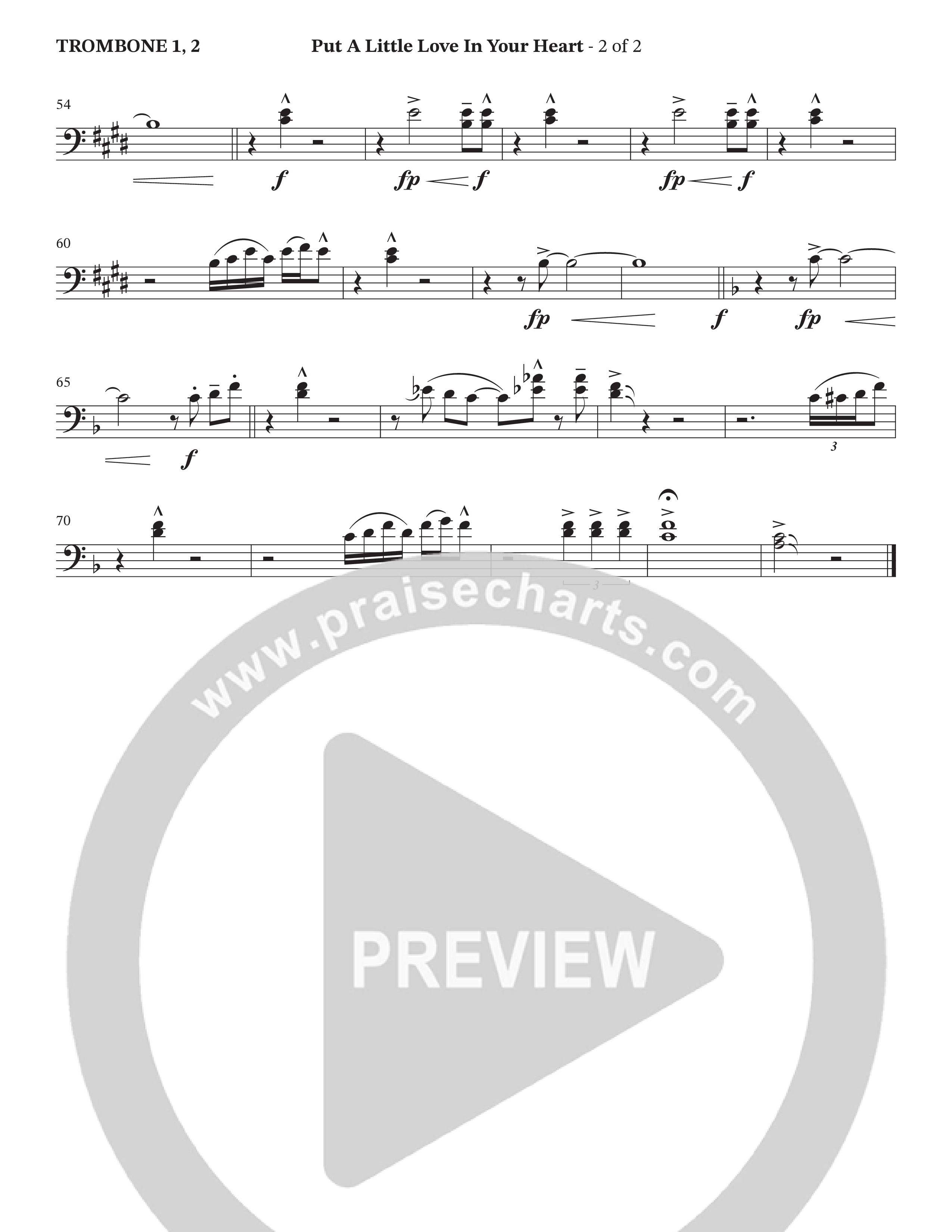 Put A Little Love In Your Heart (Choral Anthem SATB) Trombone 1/2 (StowTown Worship / Arr. Wayne Haun / Orch. Trey Ivey)