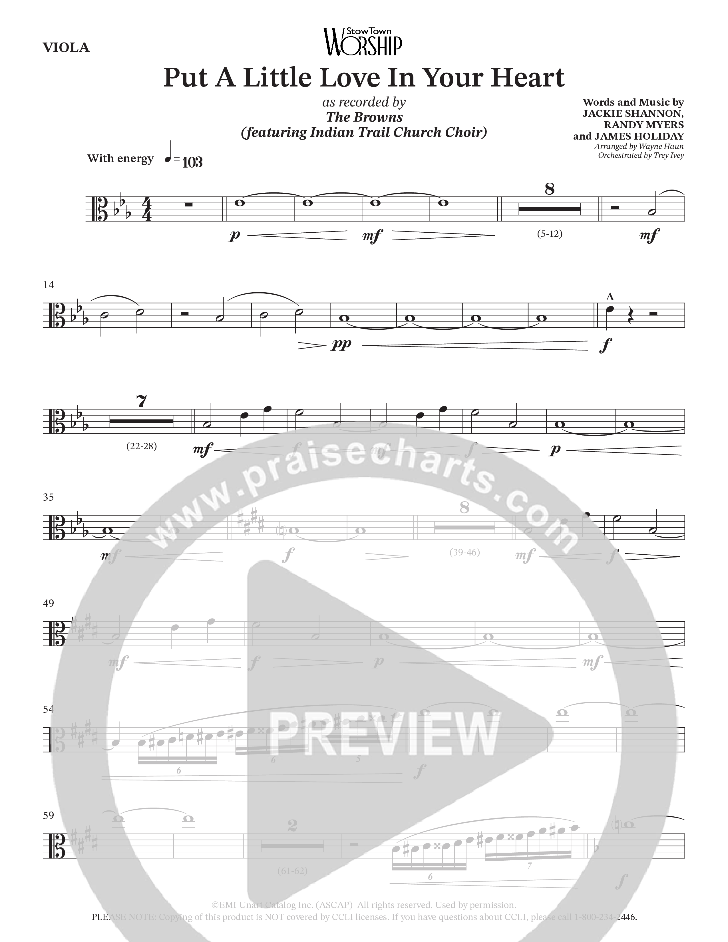 Put A Little Love In Your Heart (Choral Anthem SATB) Viola (StowTown Worship / Arr. Wayne Haun / Orch. Trey Ivey)