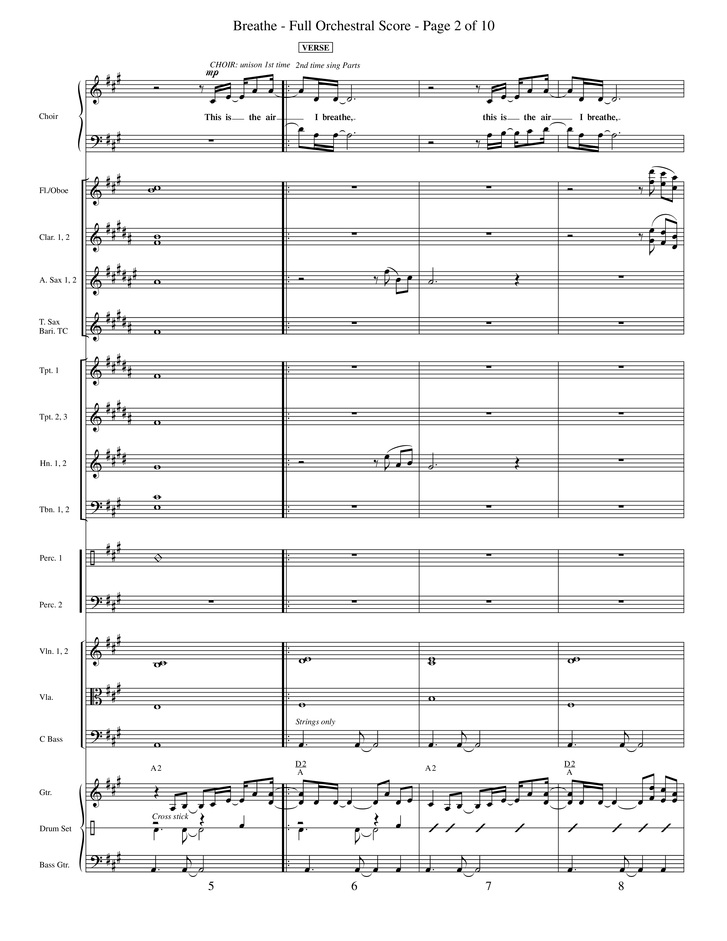 Breathe (Choral Anthem SATB) Orchestration (Word Music Choral / Orch. Keith Wilbanks)