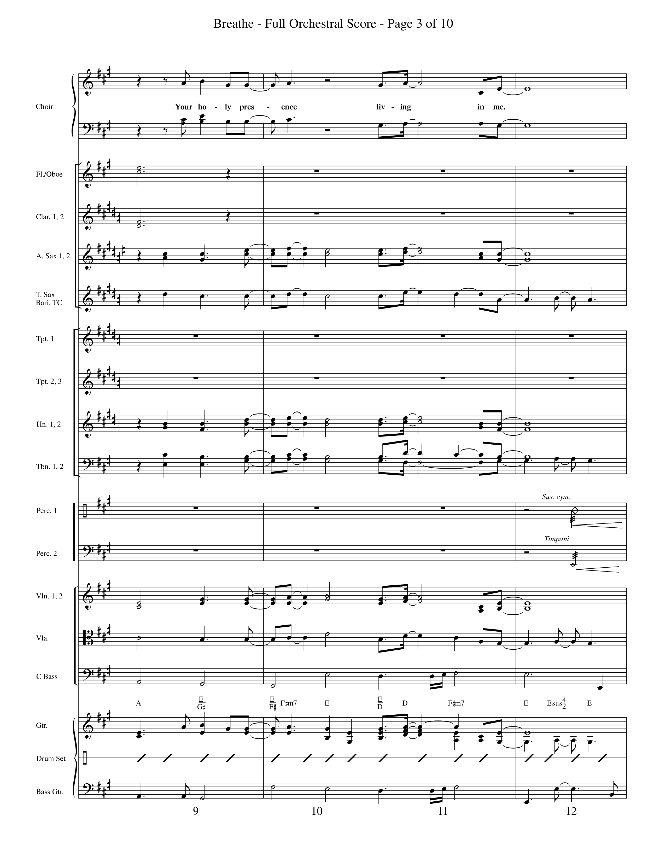 Breathe (Choral Anthem SATB) Orchestration (Word Music Choral / Orch. Keith Wilbanks)
