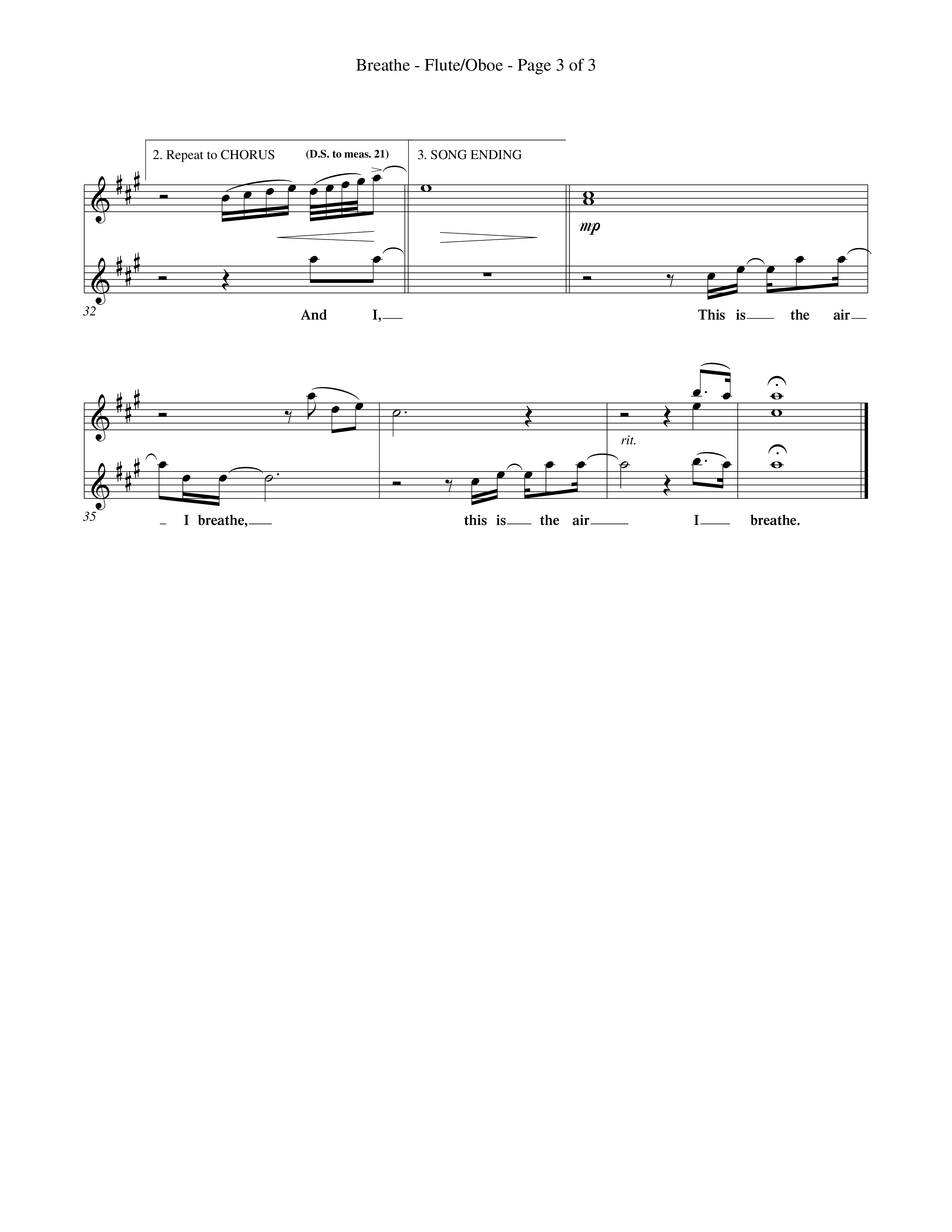 Breathe (Choral Anthem SATB) Flute/Oboe (Word Music Choral / Orch. Keith Wilbanks)