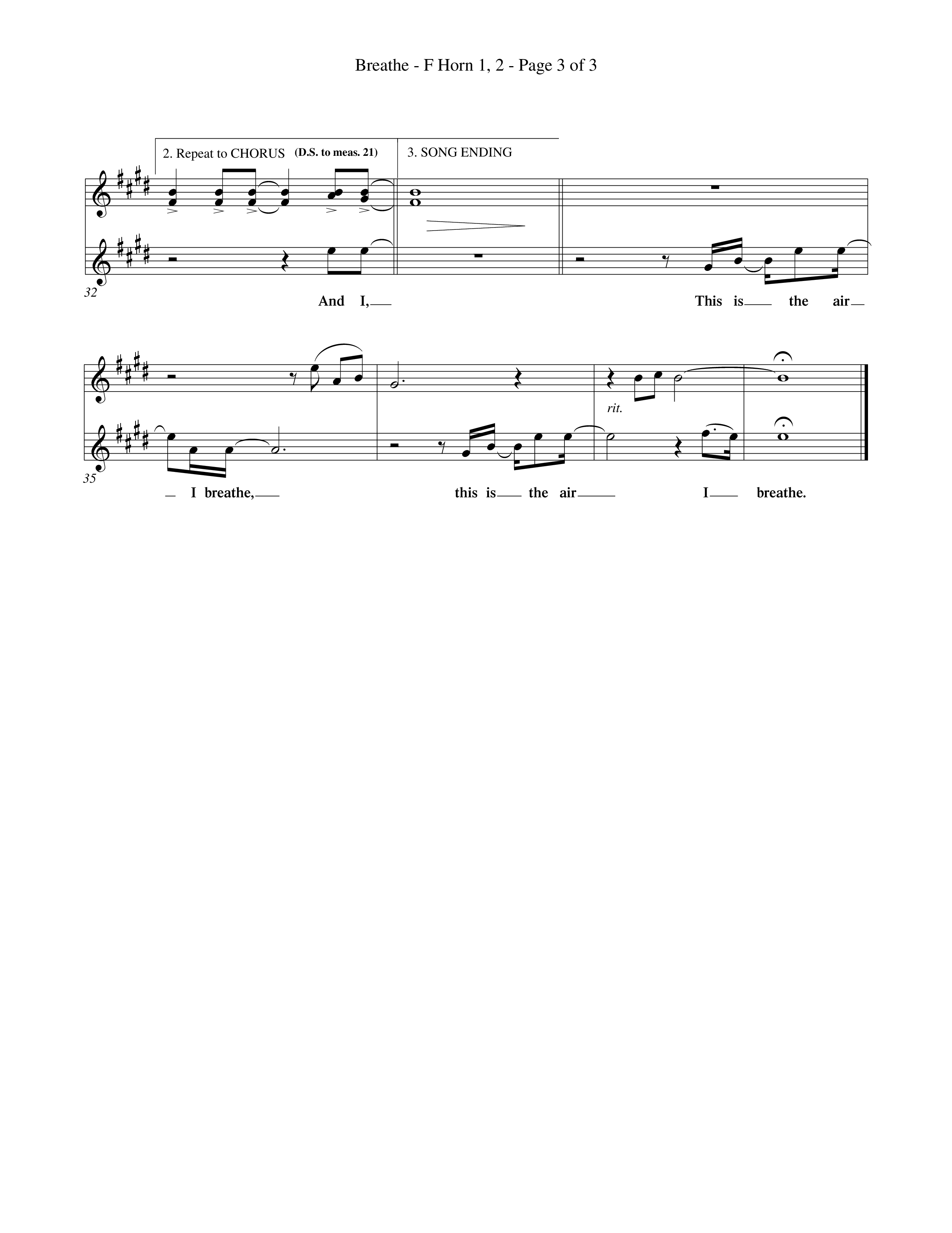 Breathe (Choral Anthem SATB) French Horn (Word Music Choral / Orch. Keith Wilbanks)