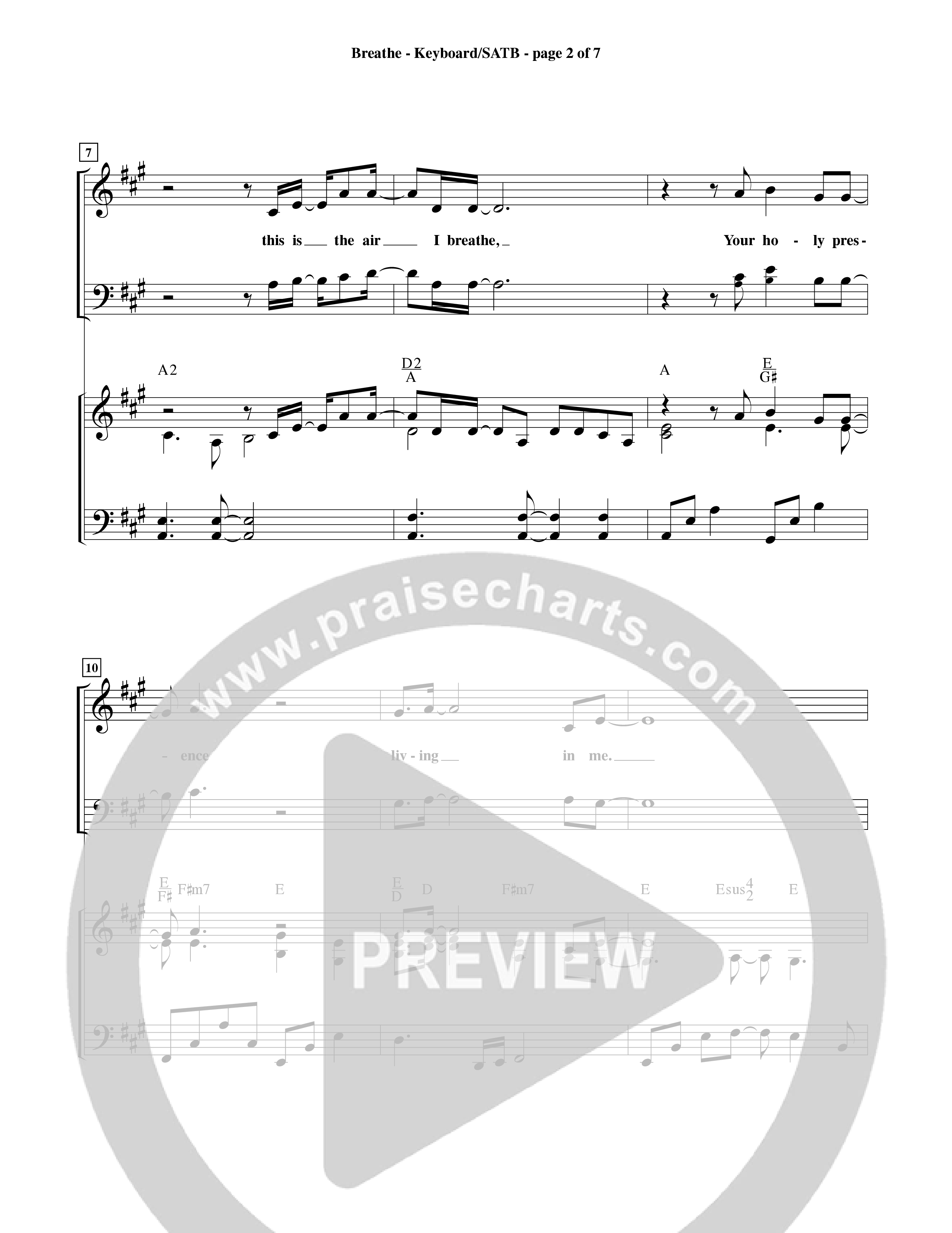 Breathe (Choral Anthem SATB) Keyboard/Vocal (SATB) (Word Music Choral / Orch. Keith Wilbanks)