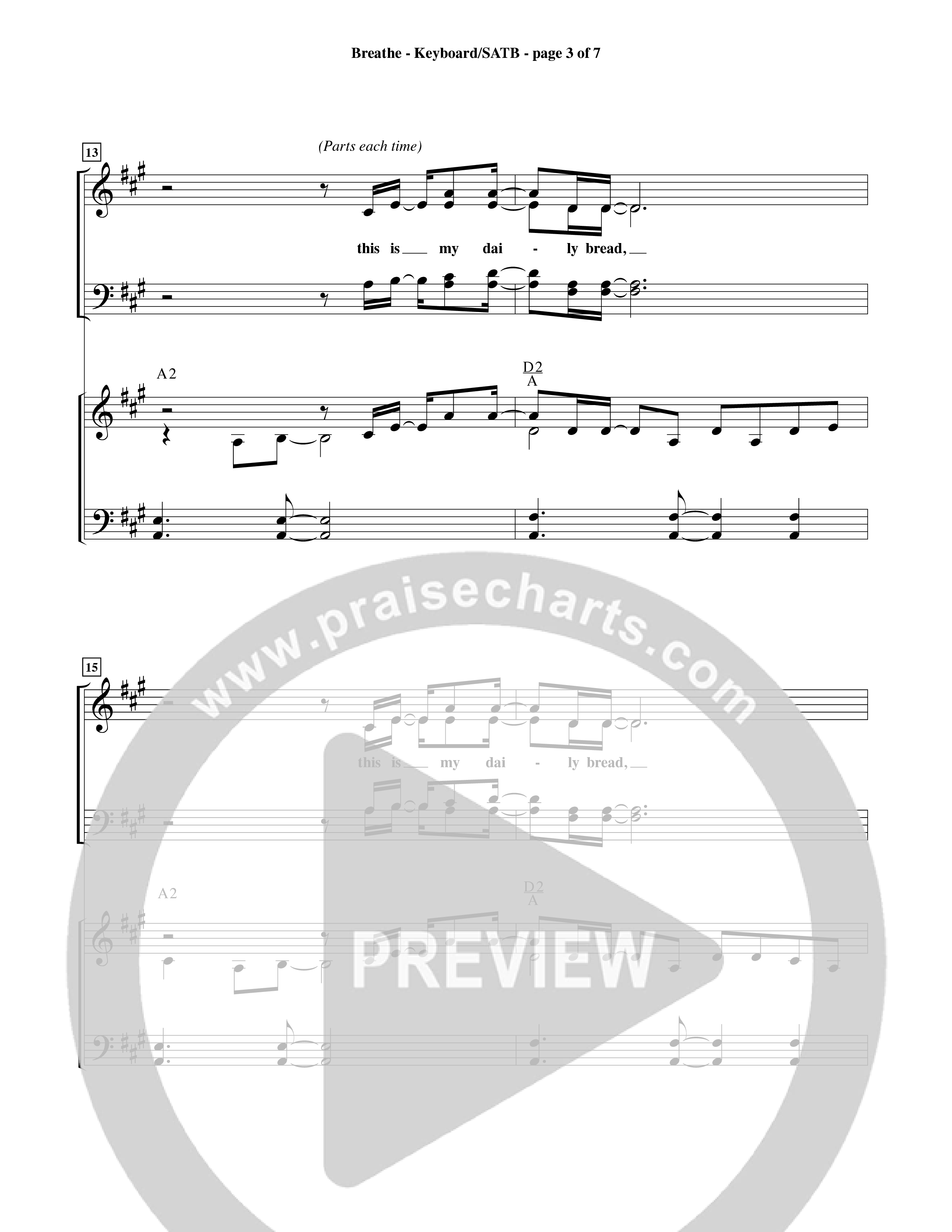 Breathe (Choral Anthem SATB) Keyboard/Vocal (SATB) (Word Music Choral / Orch. Keith Wilbanks)