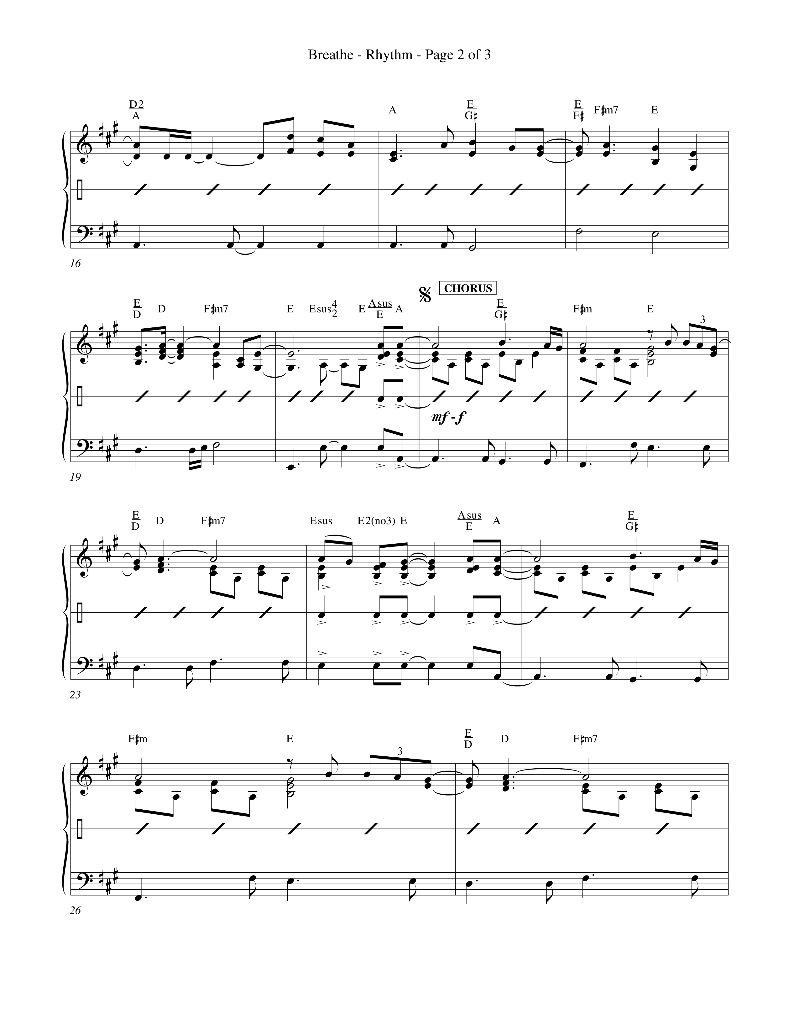 Breathe (Choral Anthem SATB) Rhythm Chart (Word Music Choral / Orch. Keith Wilbanks)