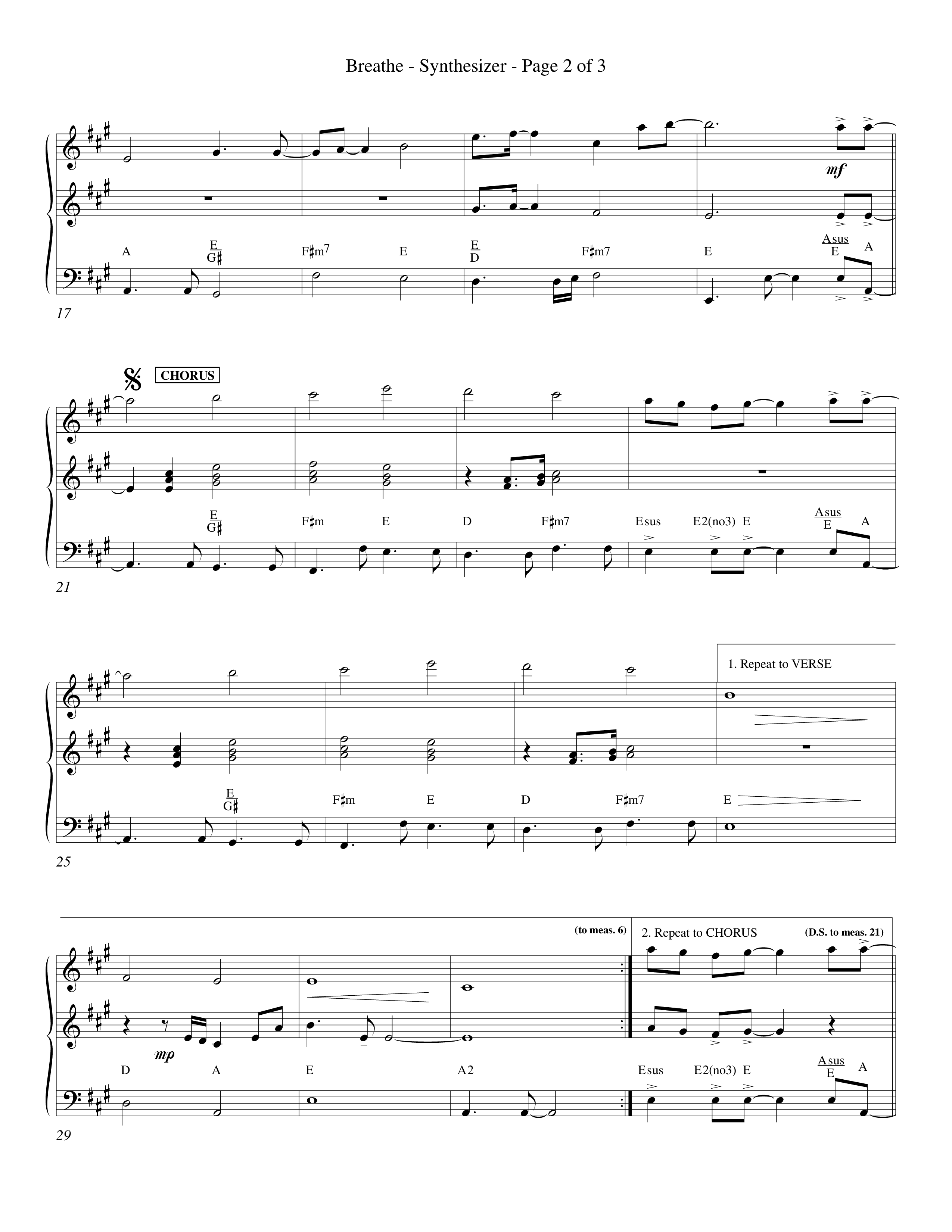 Breathe (Choral Anthem SATB) Synth (Word Music Choral / Orch. Keith Wilbanks)