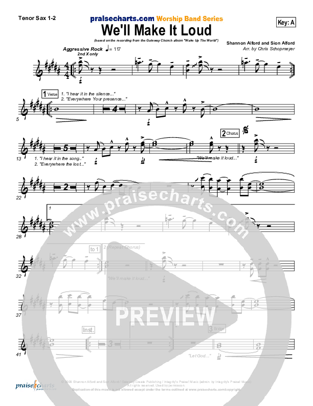 We'll Make It Loud Tenor Sax 1/2 (Gateway Worship)