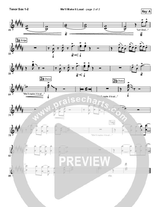 We'll Make It Loud Tenor Sax 1/2 (Gateway Worship)