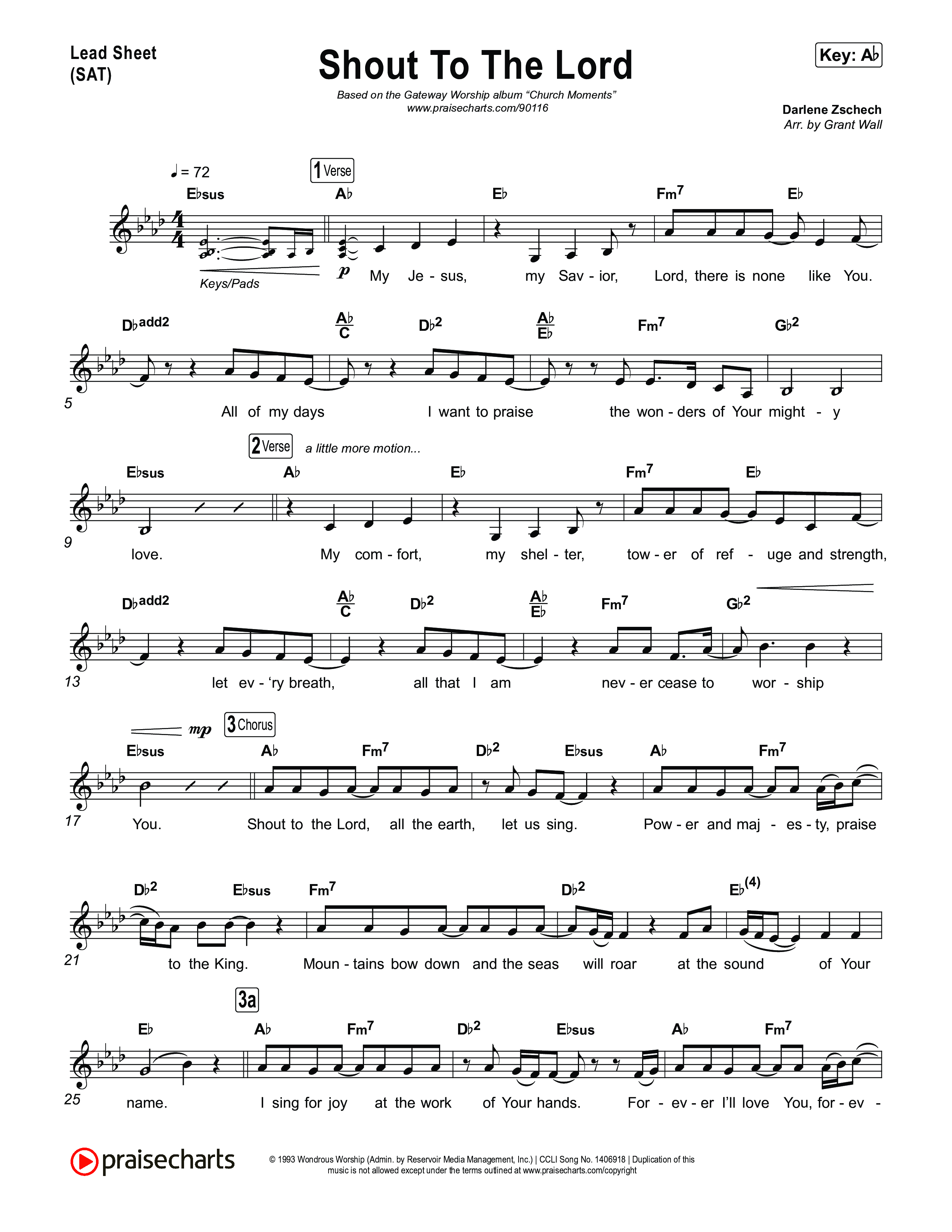 Shout To The Lord (Live) Lead Sheet (SAT) (Gateway Worship / Jessie Harris)