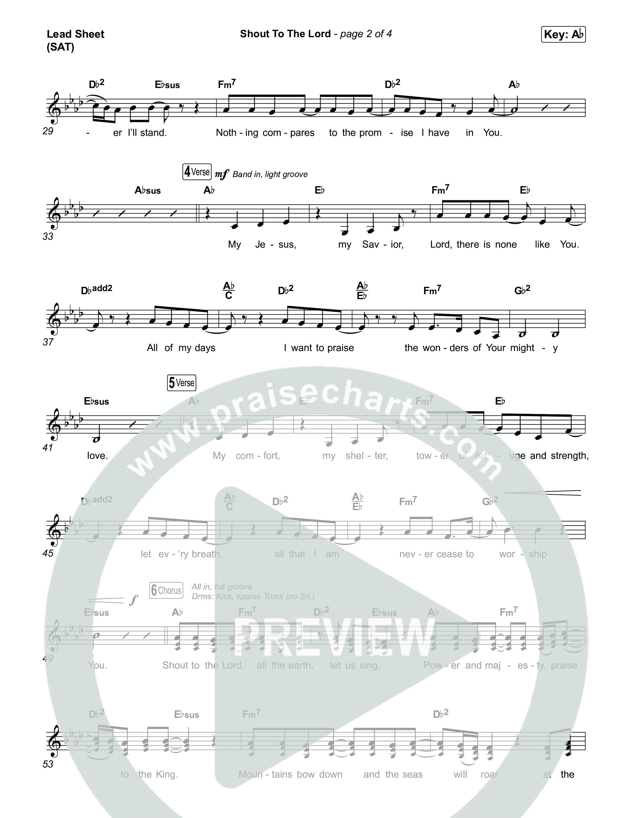 Shout To The Lord (Live) Lead Sheet (SAT) (Gateway Worship / Jessie Harris)