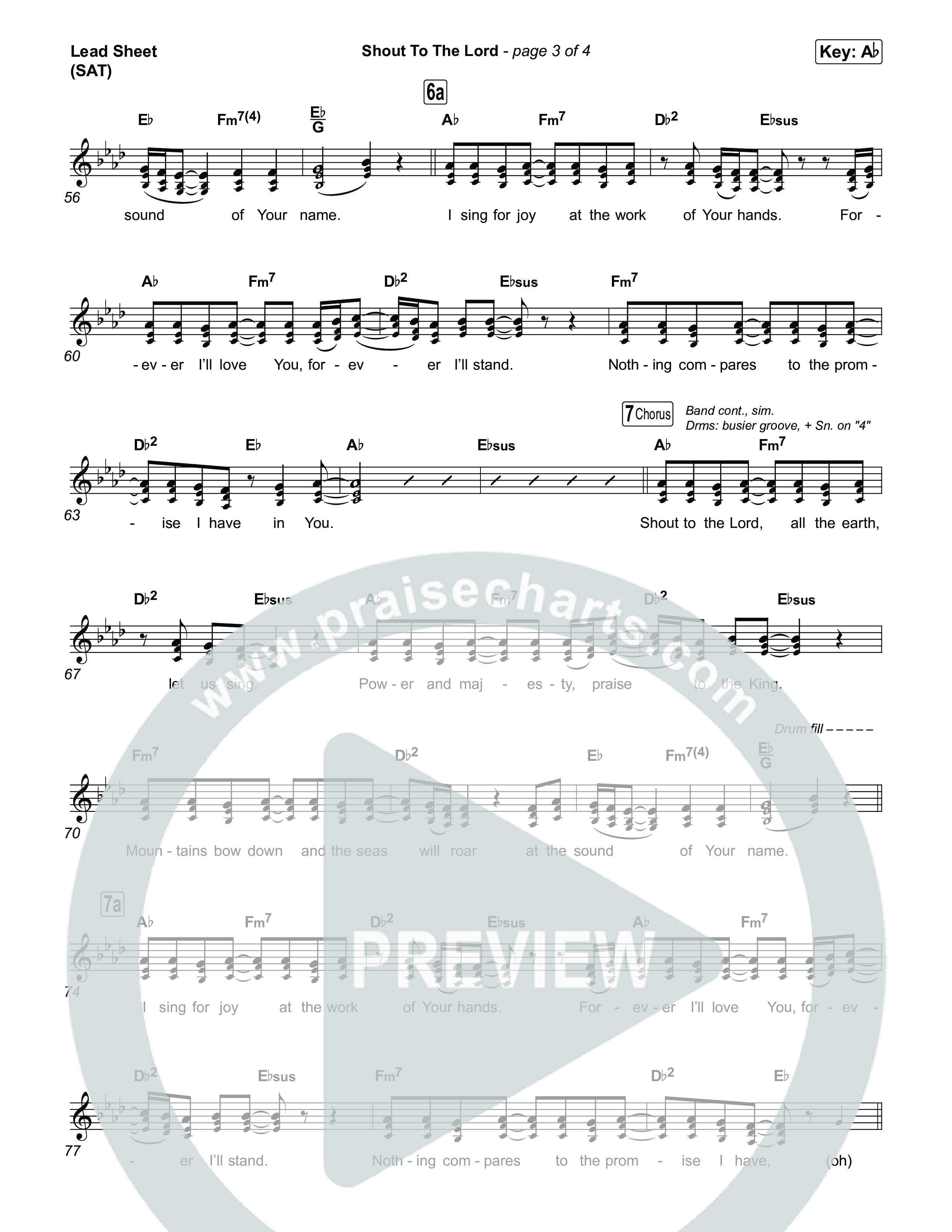 Shout To The Lord (Live) Lead Sheet (SAT) (Gateway Worship / Jessie Harris)