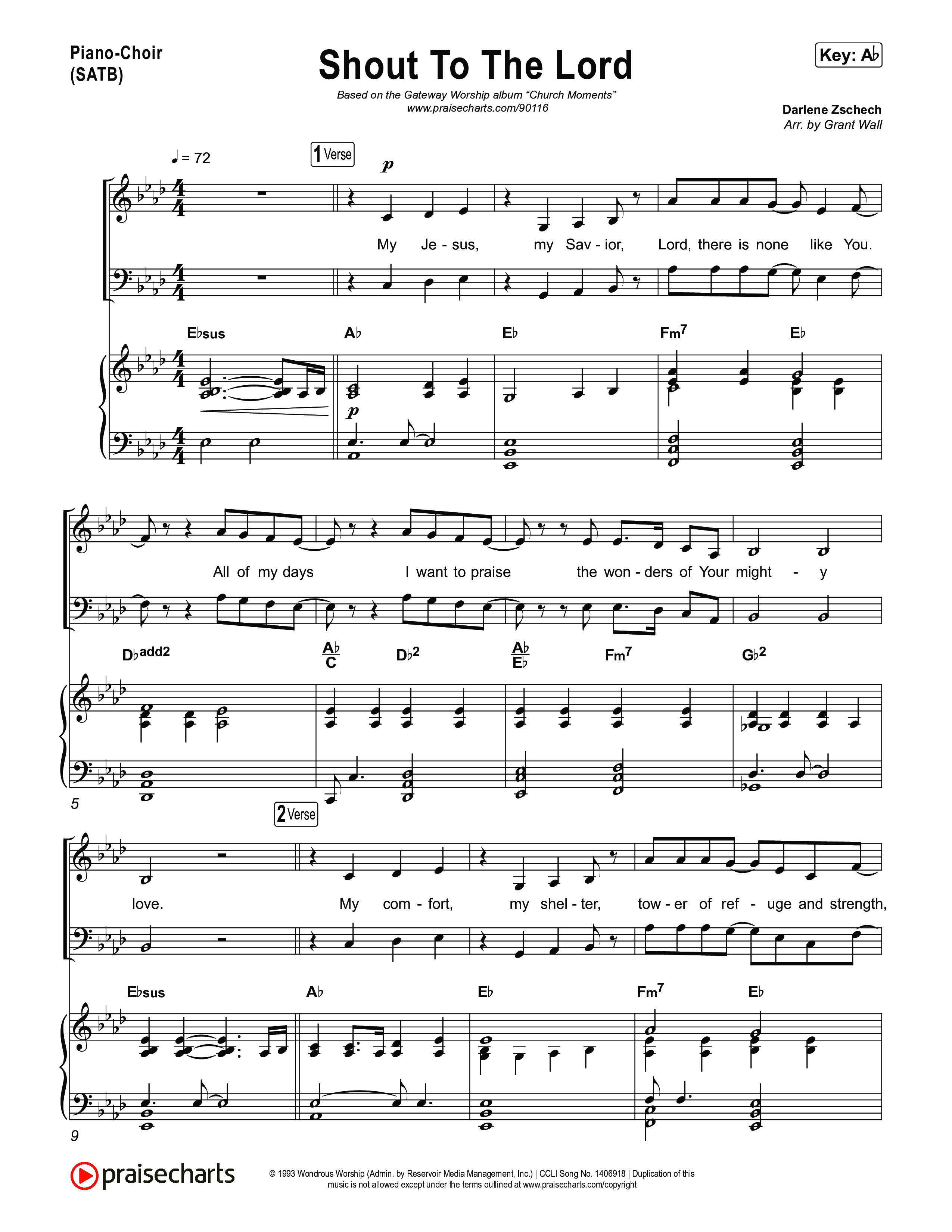 Shout To The Lord (Live) Piano/Vocal Pack (Gateway Worship / Jessie Harris)