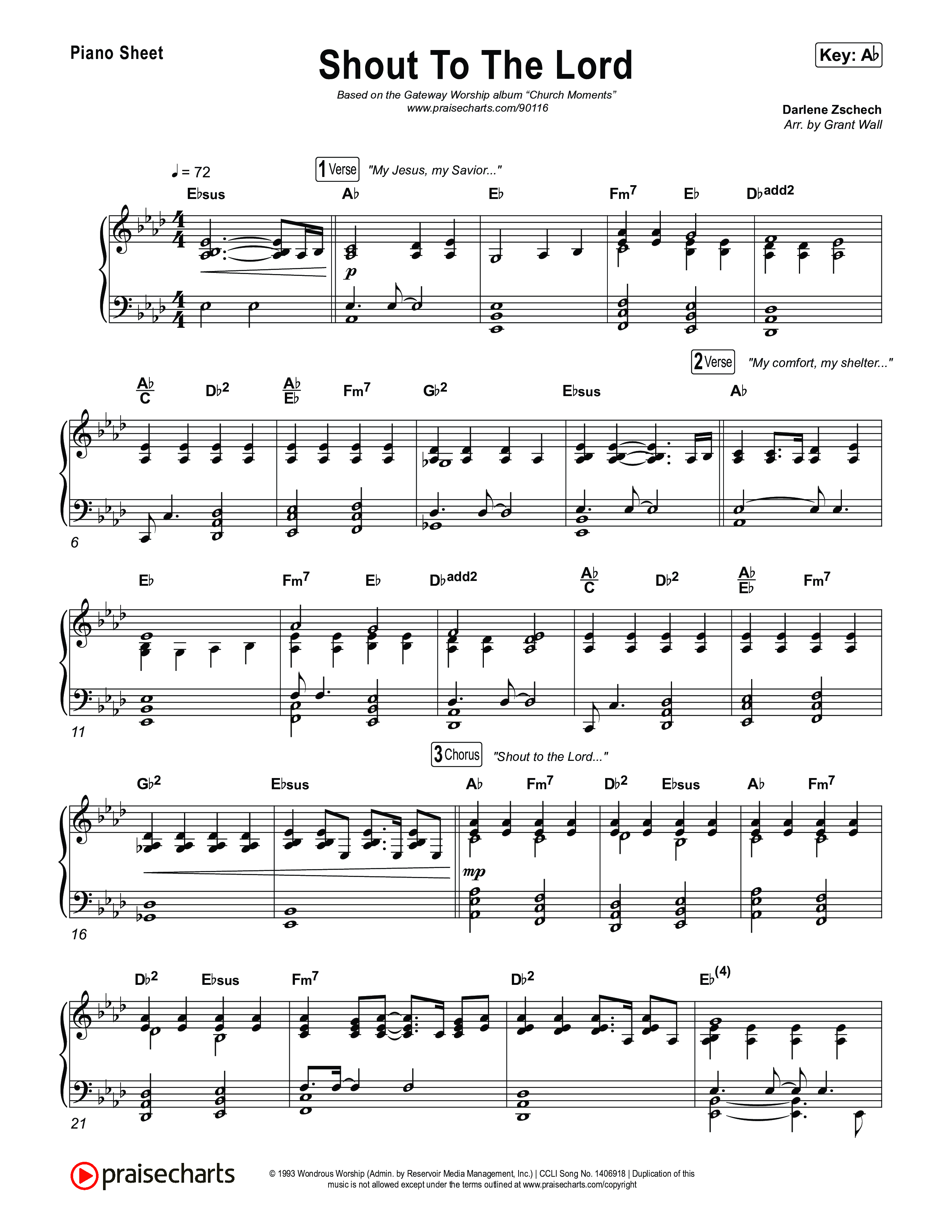 Shout To The Lord (Live) Piano Sheet (Gateway Worship / Jessie Harris)