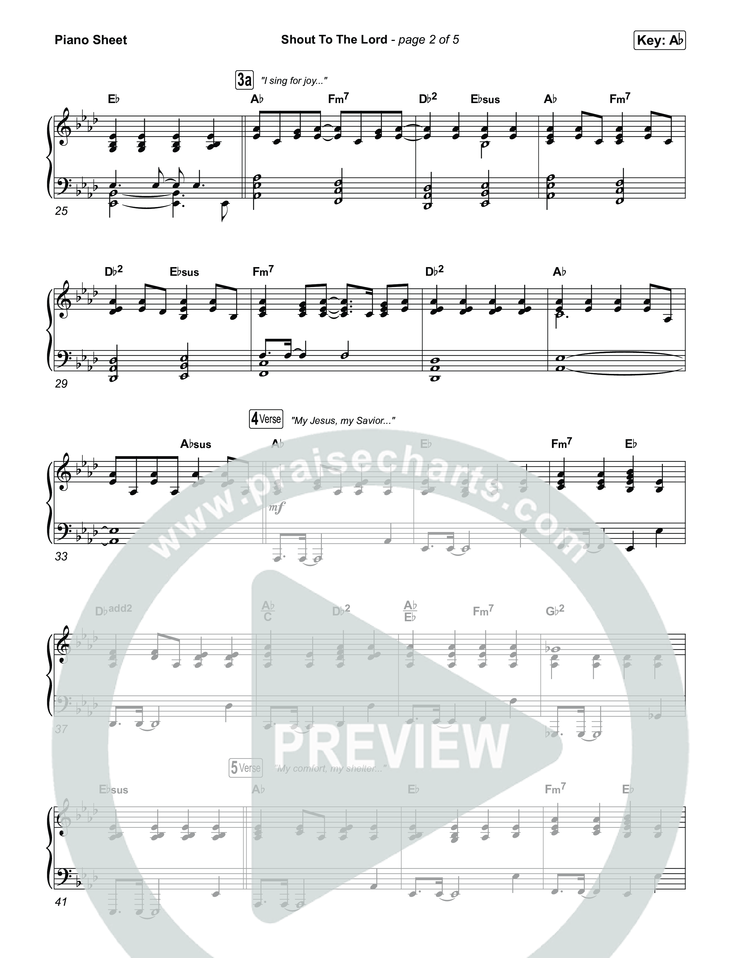 Shout To The Lord (Live) Piano Sheet (Gateway Worship / Jessie Harris)