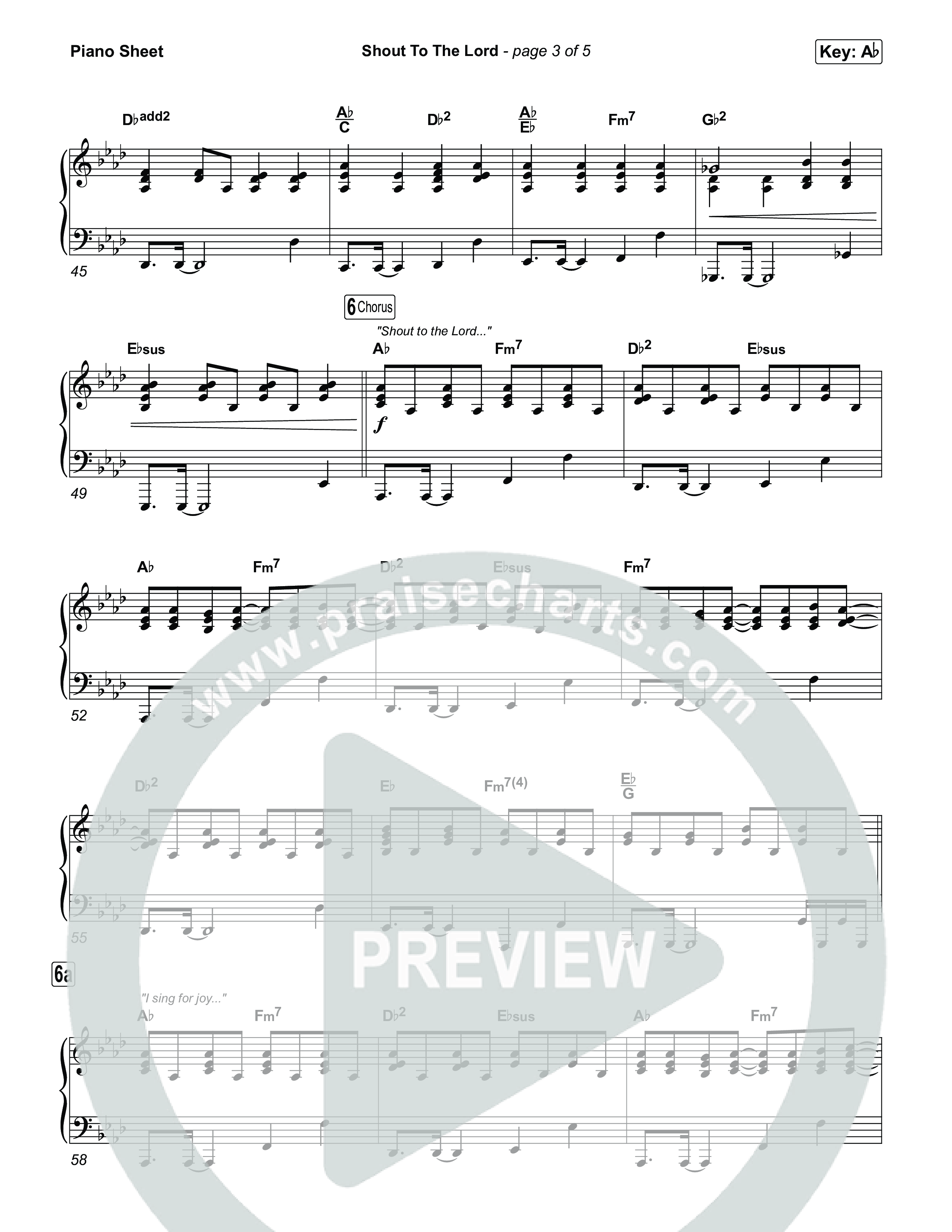 Shout To The Lord (Live) Piano Sheet (Gateway Worship / Jessie Harris)