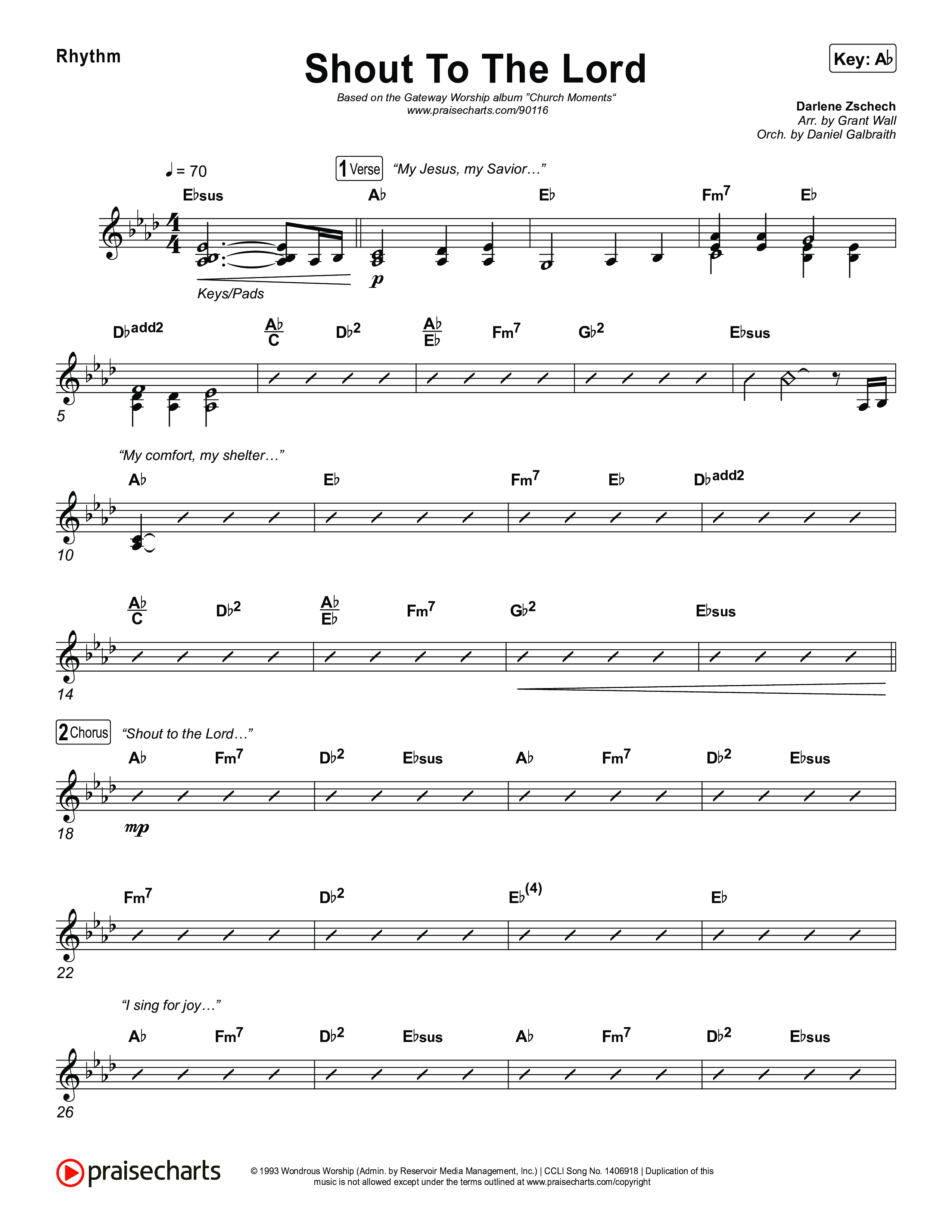 Shout To The Lord (Live) Rhythm Chart (Gateway Worship / Jessie Harris)