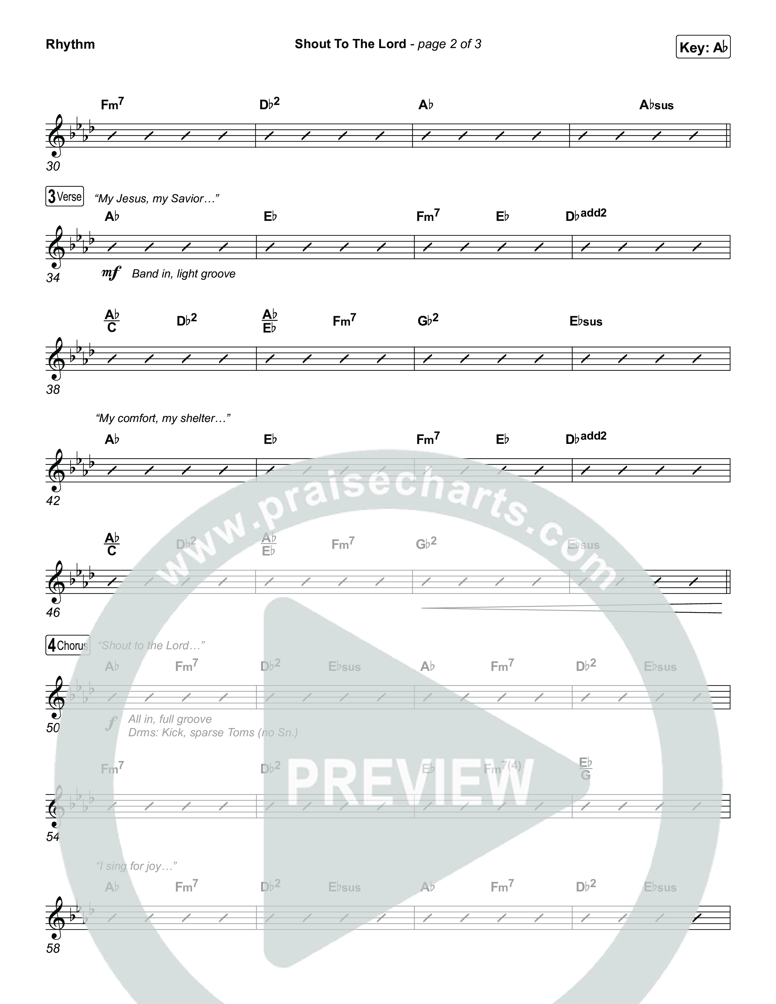Shout To The Lord (Live) Rhythm Chart (Gateway Worship / Jessie Harris)