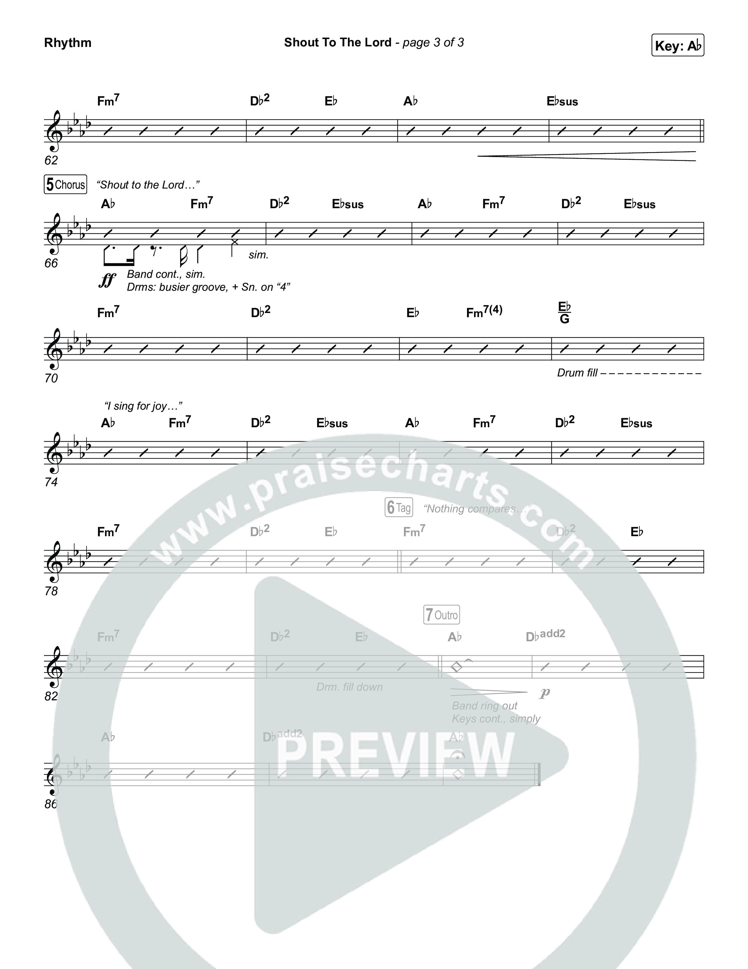 Shout To The Lord (Live) Rhythm Chart (Gateway Worship / Jessie Harris)