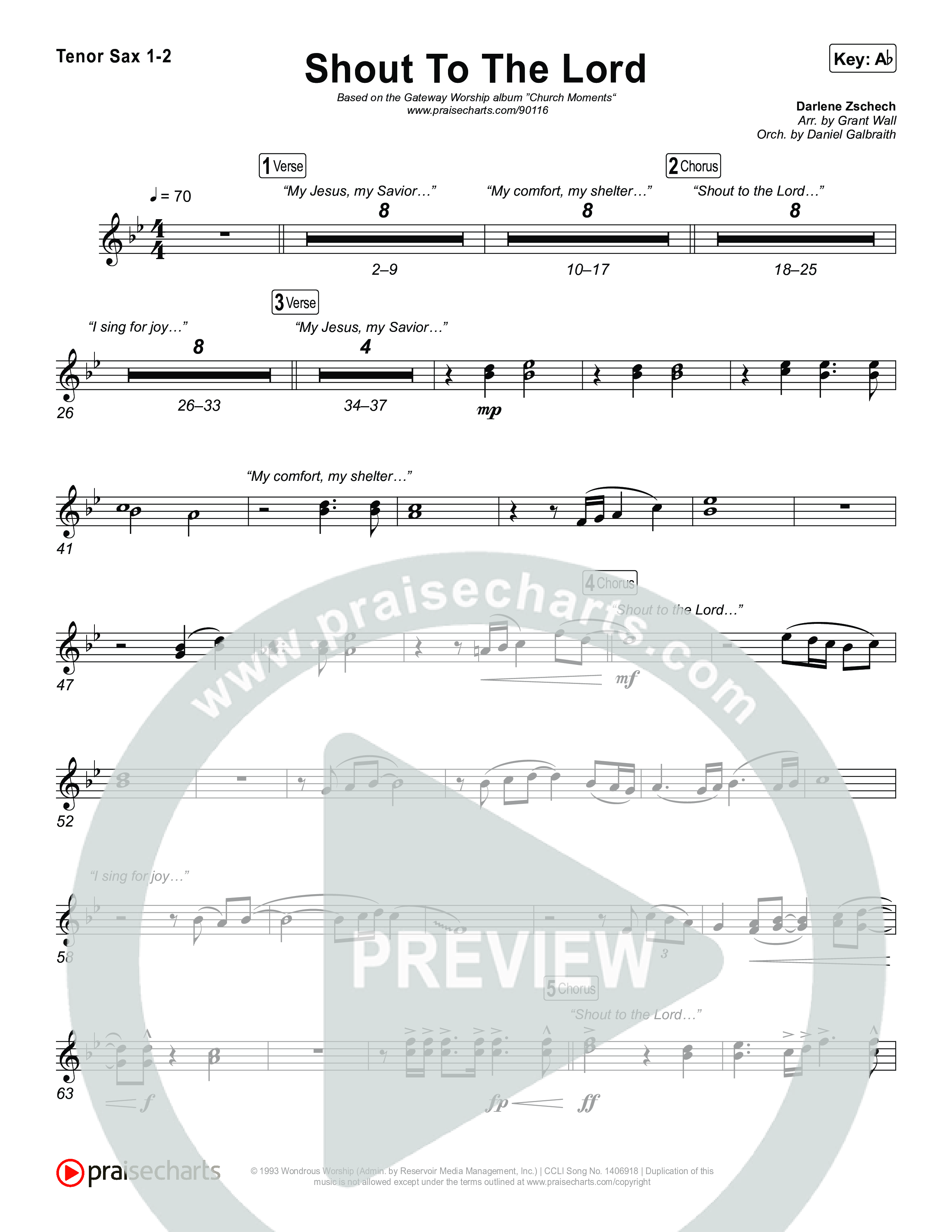 Shout To The Lord (Live) Tenor Sax 1,2 (Gateway Worship / Jessie Harris)