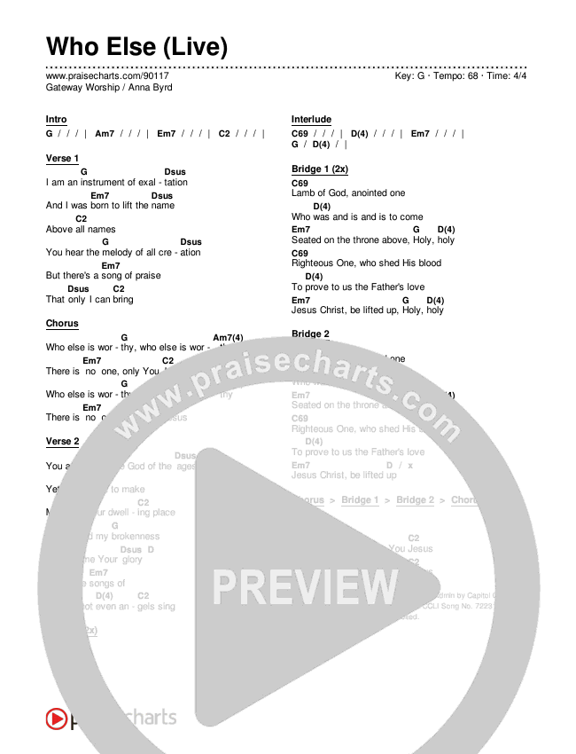 Who Else (Live) Chords & Lyrics (Gateway Worship / Anna Byrd)