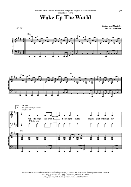 Wake Up The World Piano/Vocal (Gateway Worship)