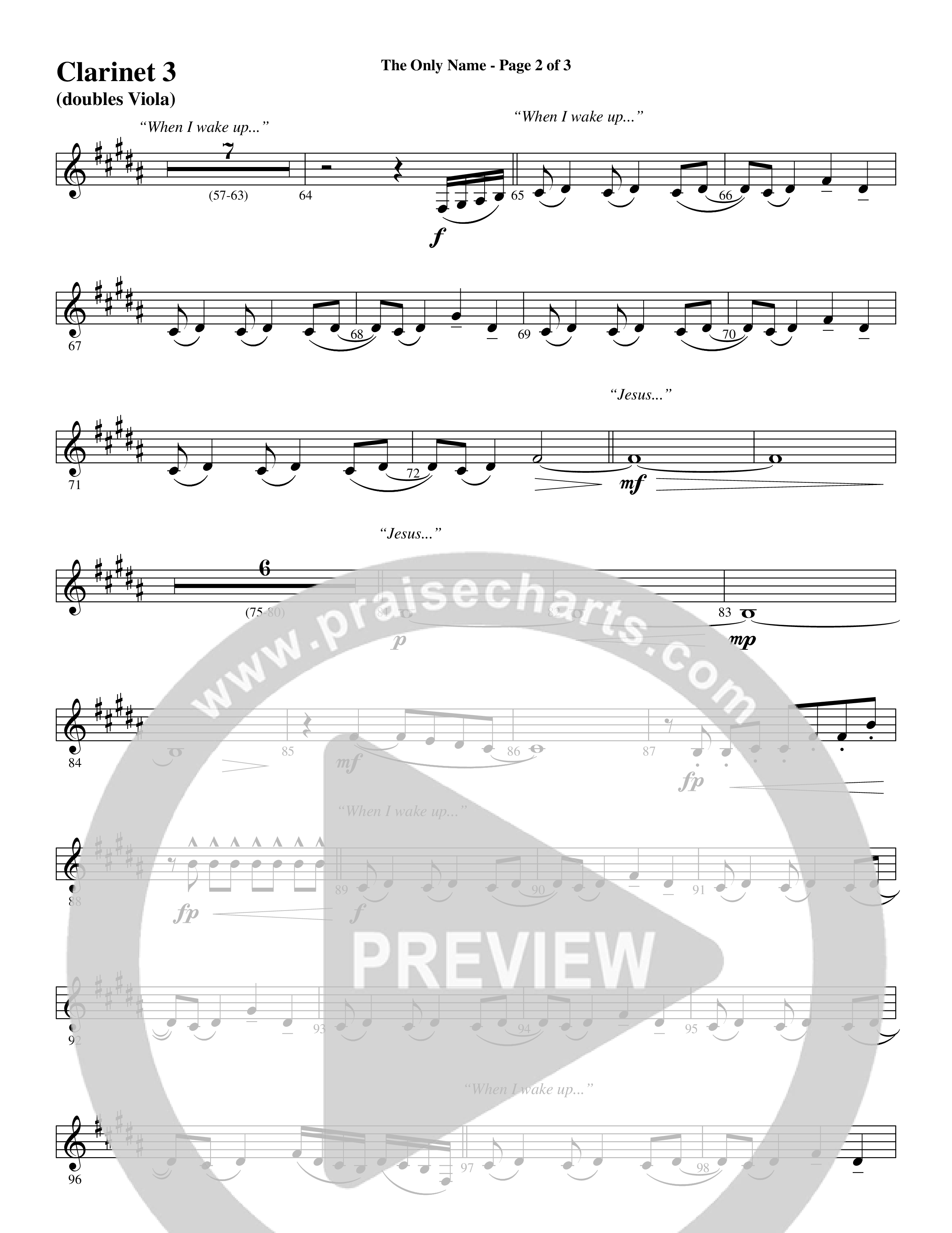 The Only Name (Yours Will Be) (Choral Anthem SATB) Clarinet 3 (Word Music Choral / Orch. Cliff Duren)