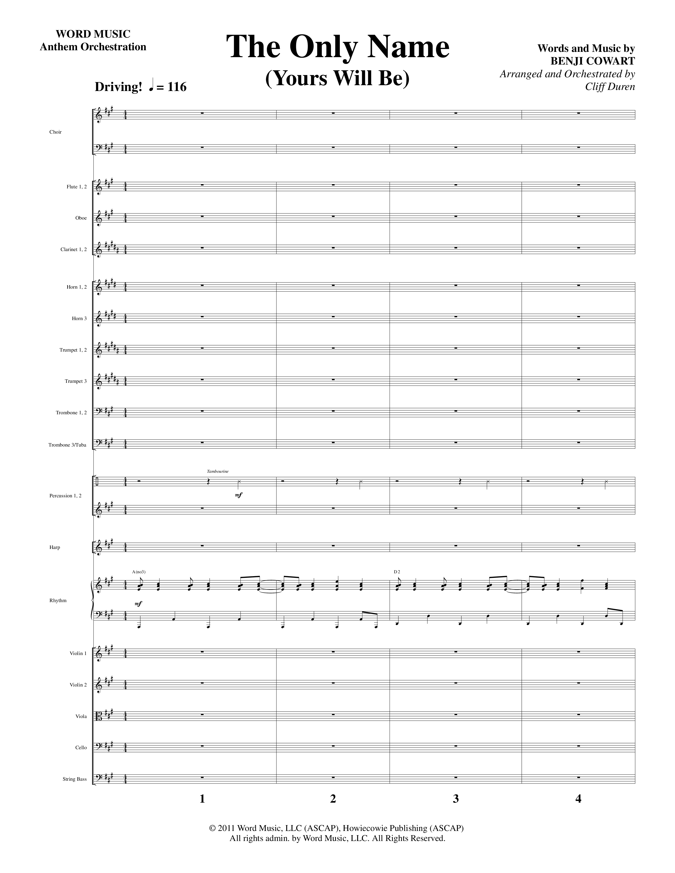 The Only Name (Yours Will Be) (Choral Anthem SATB) Orchestration (Word Music Choral / Orch. Cliff Duren)