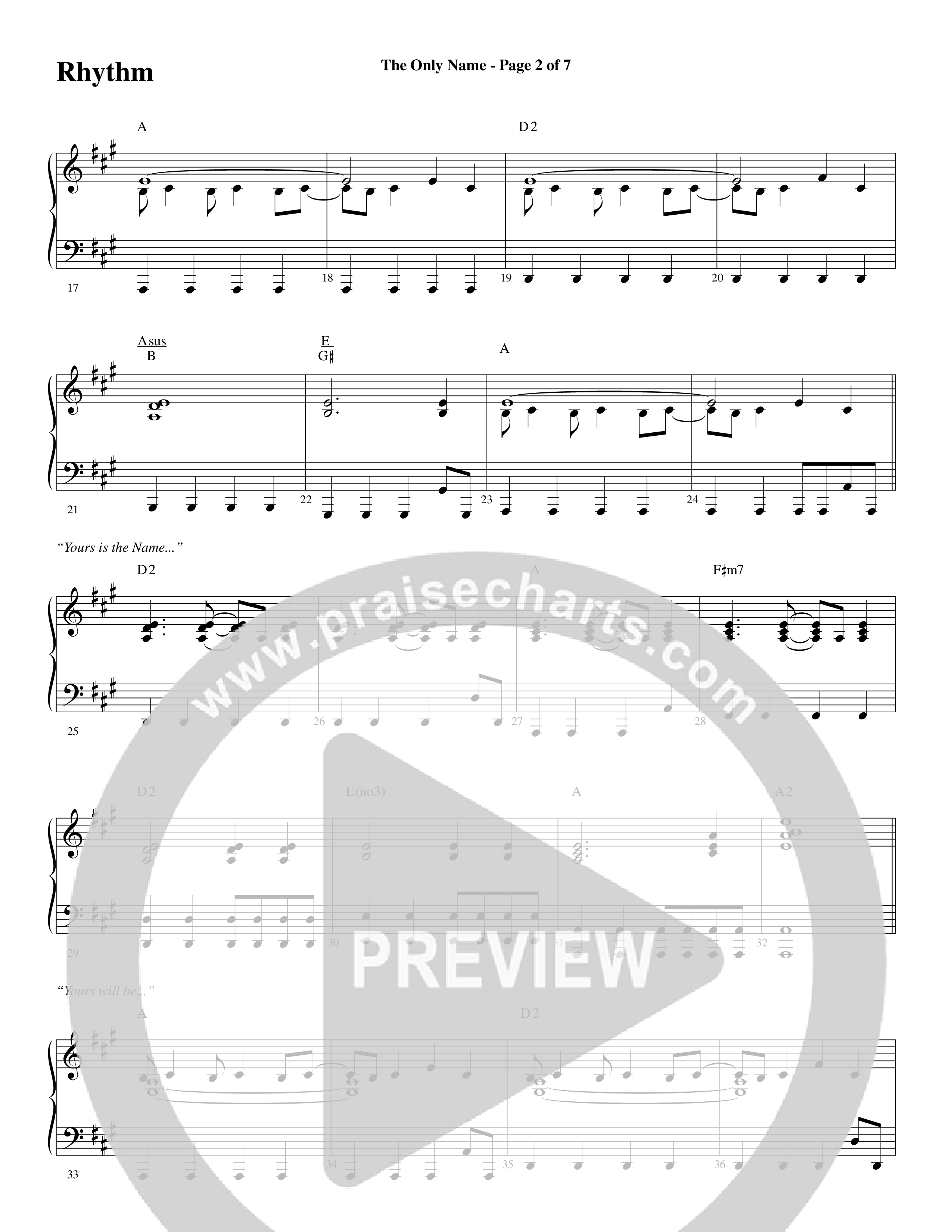 The Only Name (Yours Will Be) (Choral Anthem SATB) Rhythm Chart (Word Music Choral / Orch. Cliff Duren)