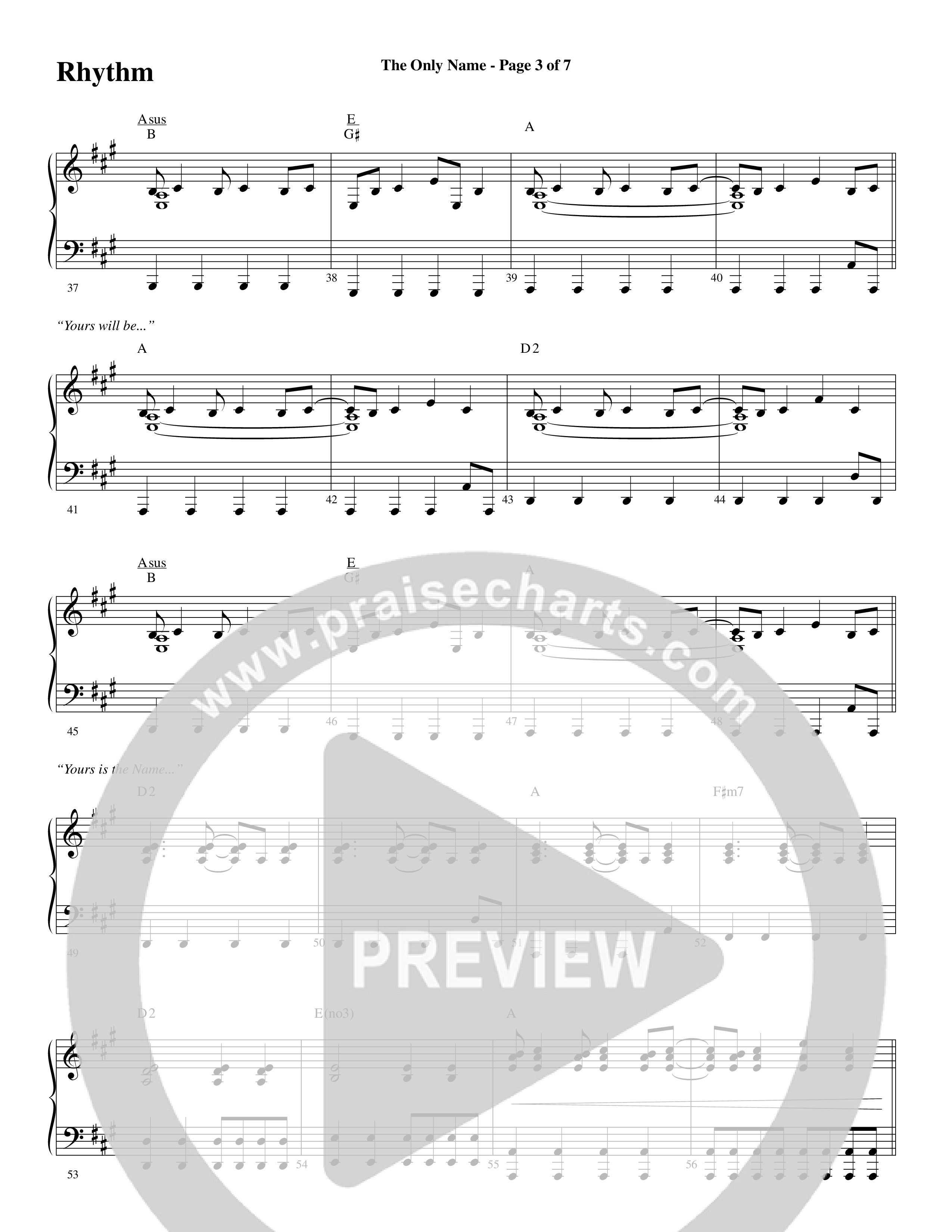 The Only Name (Yours Will Be) (Choral Anthem SATB) Rhythm Chart (Word Music Choral / Orch. Cliff Duren)