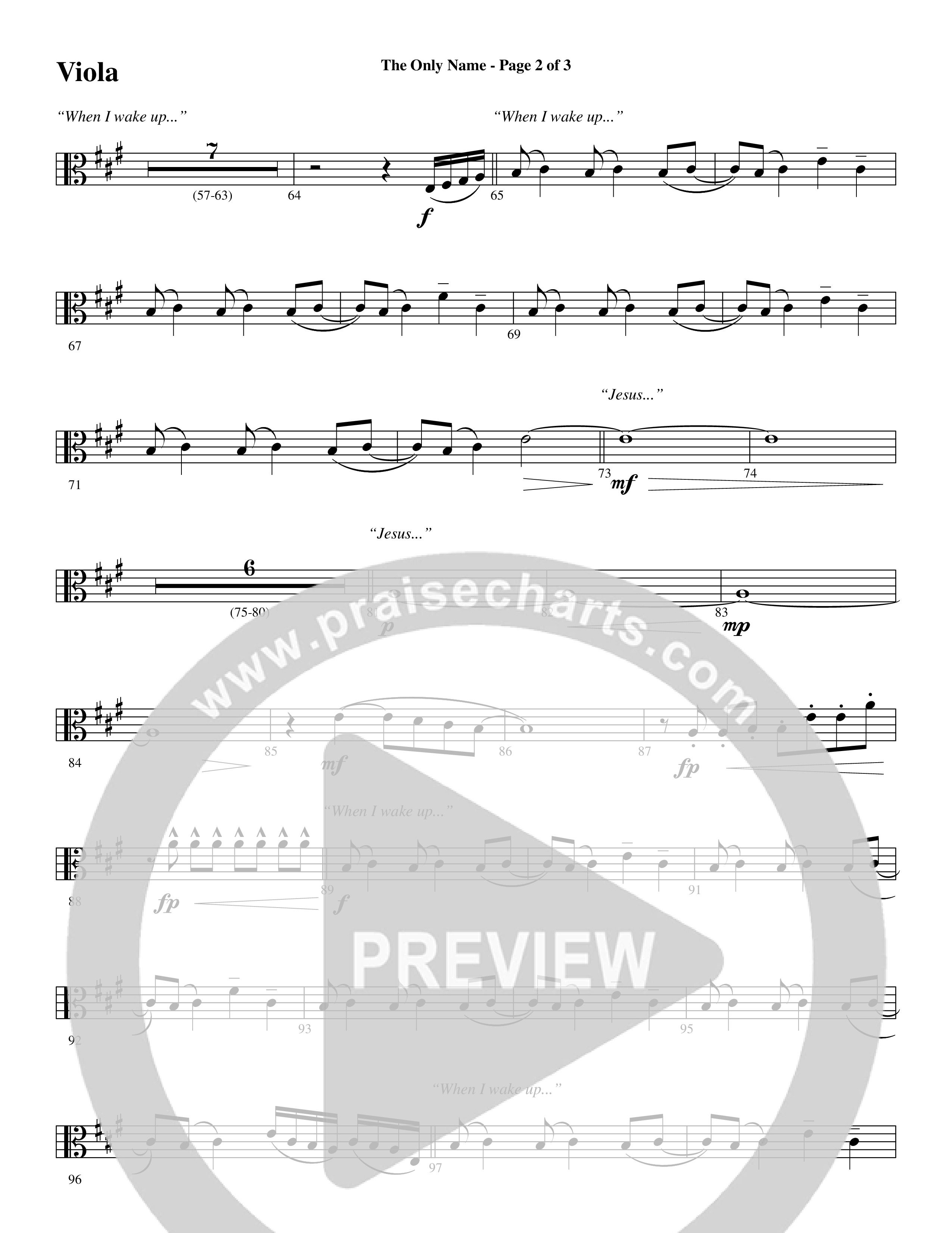 The Only Name (Yours Will Be) (Choral Anthem SATB) Viola (Word Music Choral / Orch. Cliff Duren)