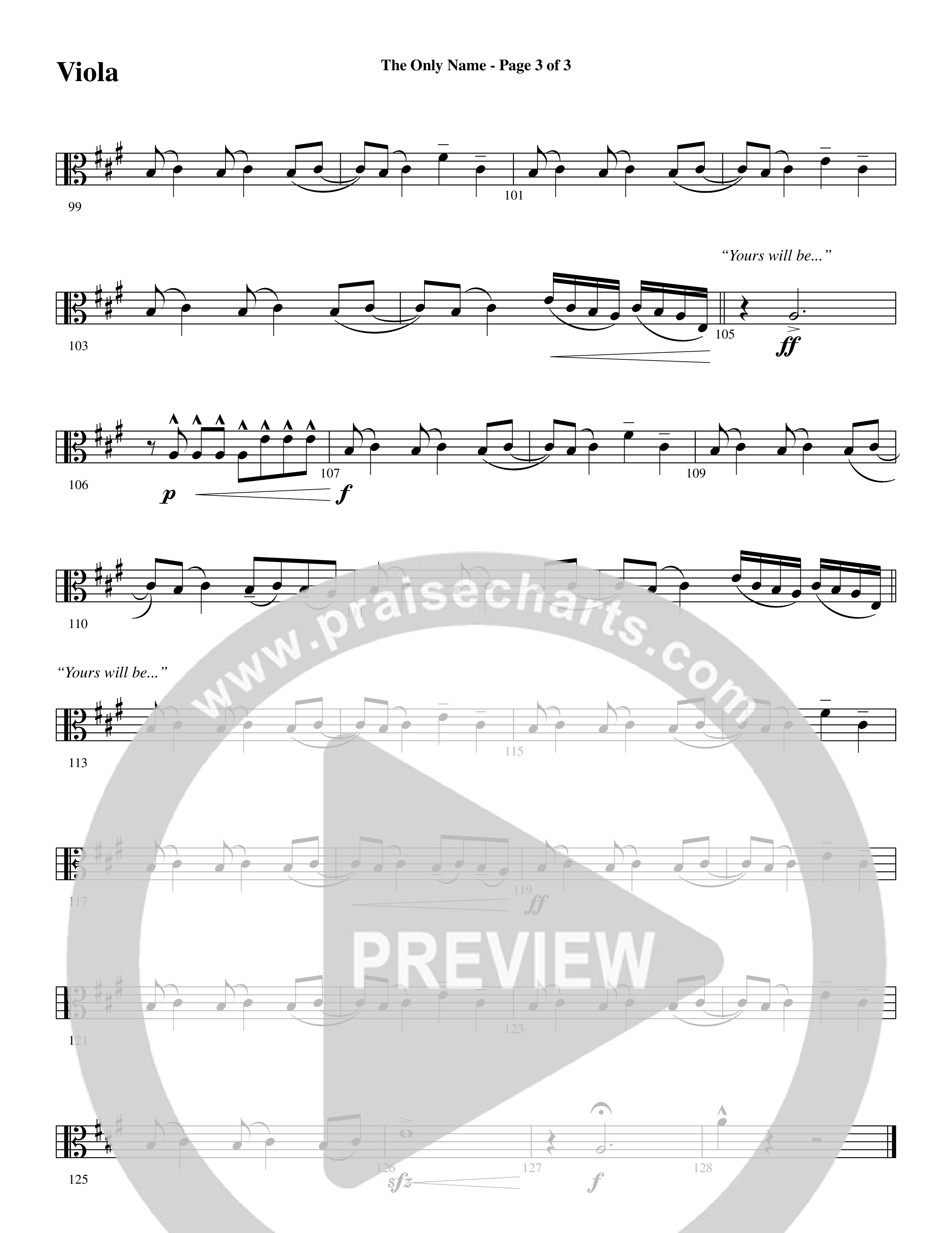 The Only Name (Yours Will Be) (Choral Anthem SATB) Viola (Word Music Choral / Orch. Cliff Duren)