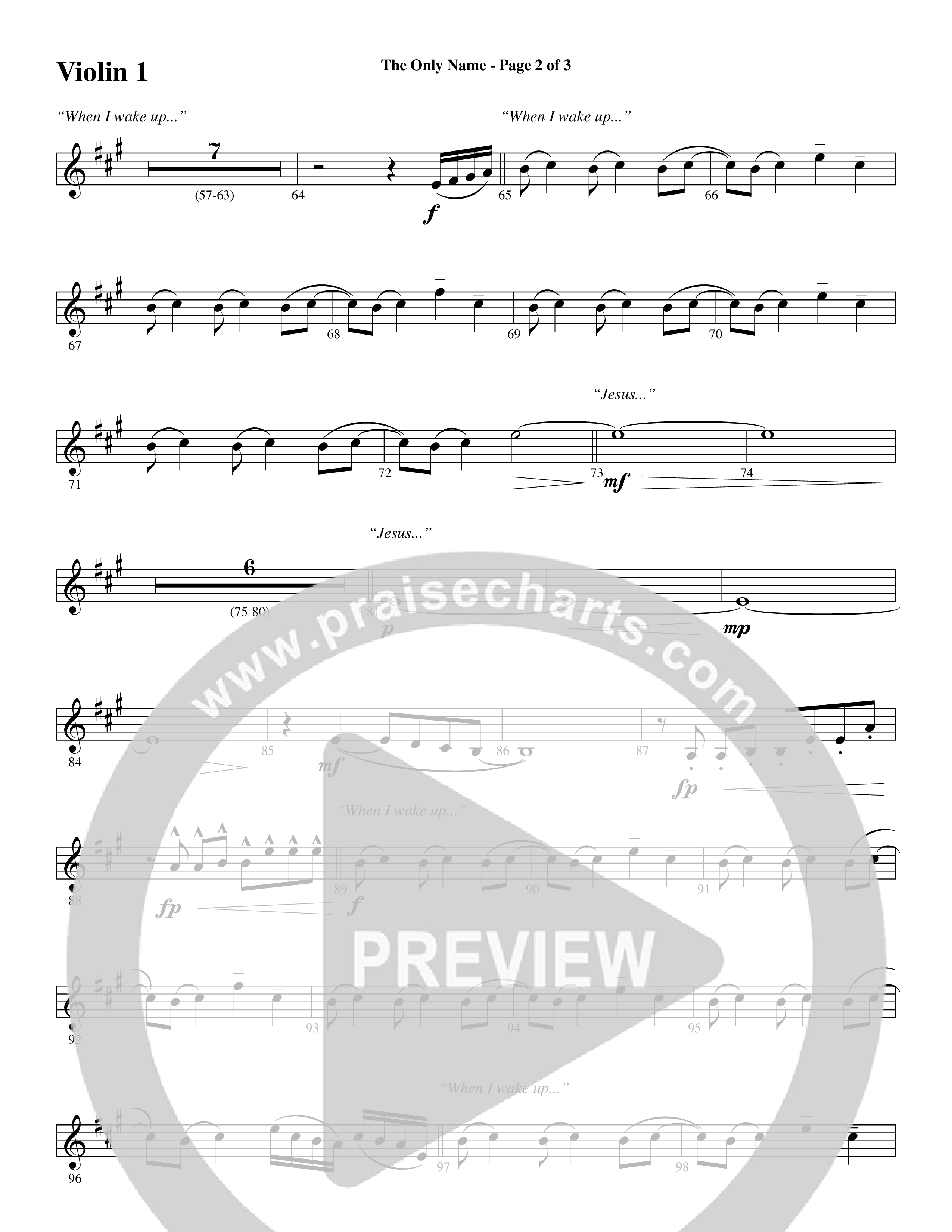 The Only Name (Yours Will Be) (Choral Anthem SATB) Violin 1/2 (Word Music Choral / Orch. Cliff Duren)