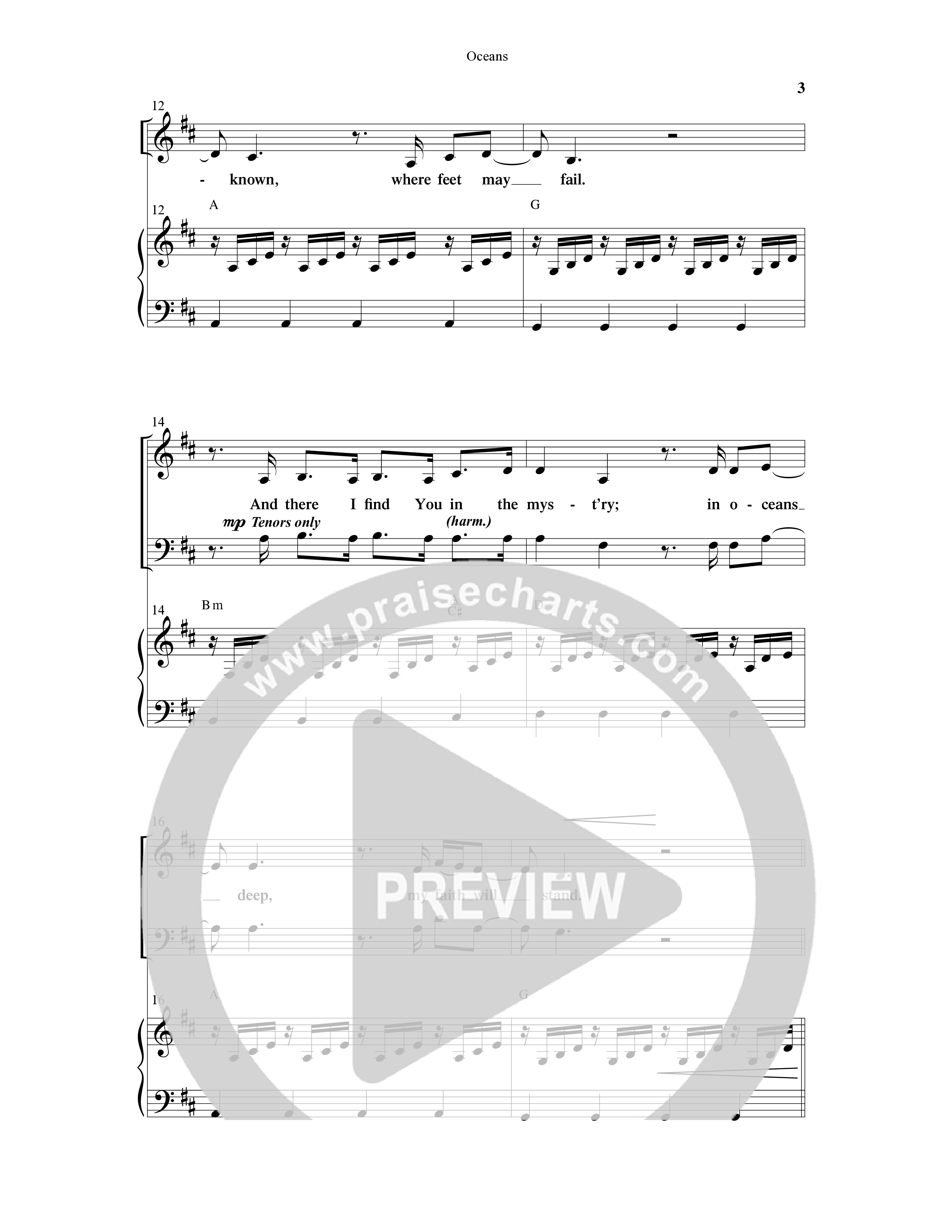 Oceans (Where Feet May Fail) (Choral Anthem SATB) Anthem (SATB/Piano) (Word Music Choral / Arr. Joshua Spacht)