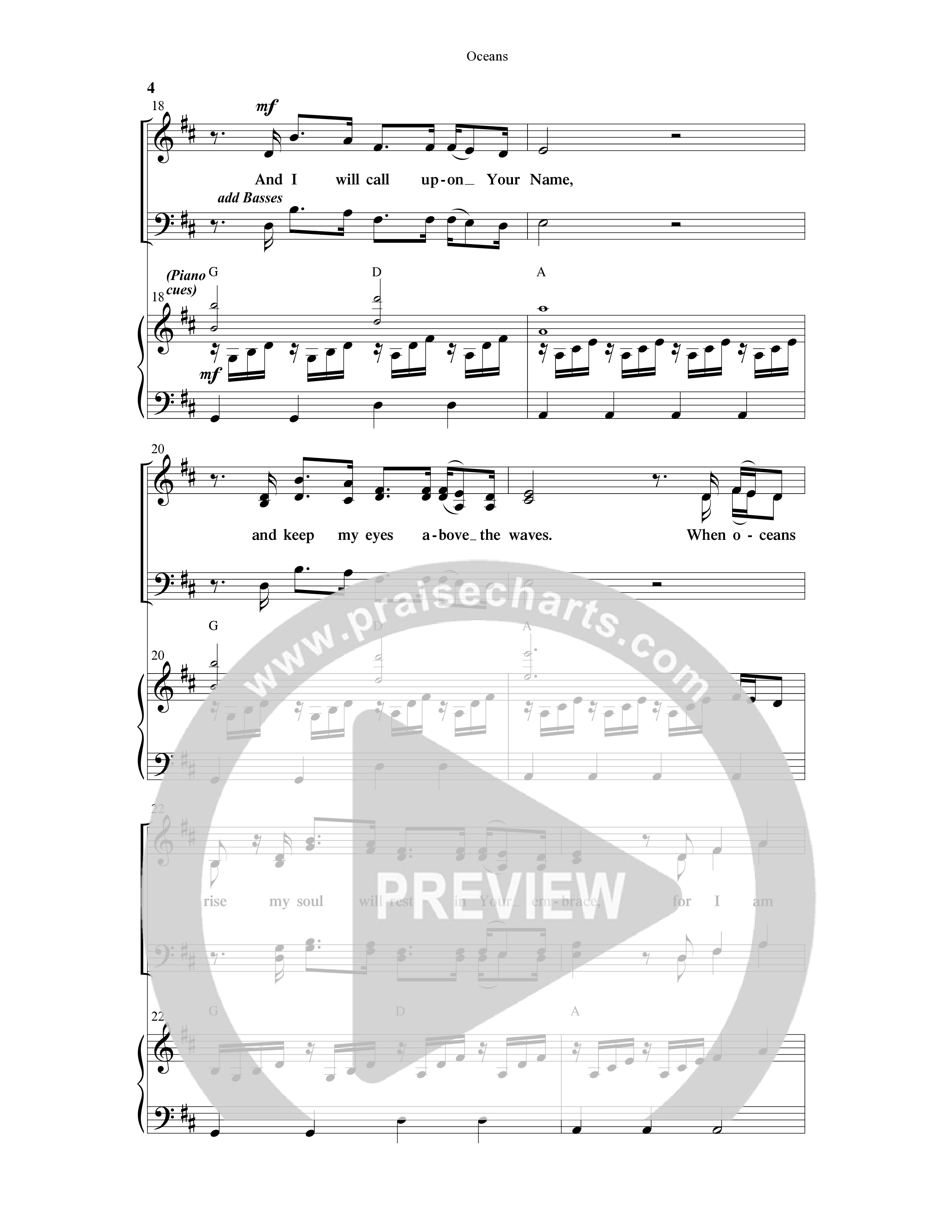 Oceans (Where Feet May Fail) (Choral Anthem SATB) Anthem (SATB/Piano) (Word Music Choral / Arr. Joshua Spacht)