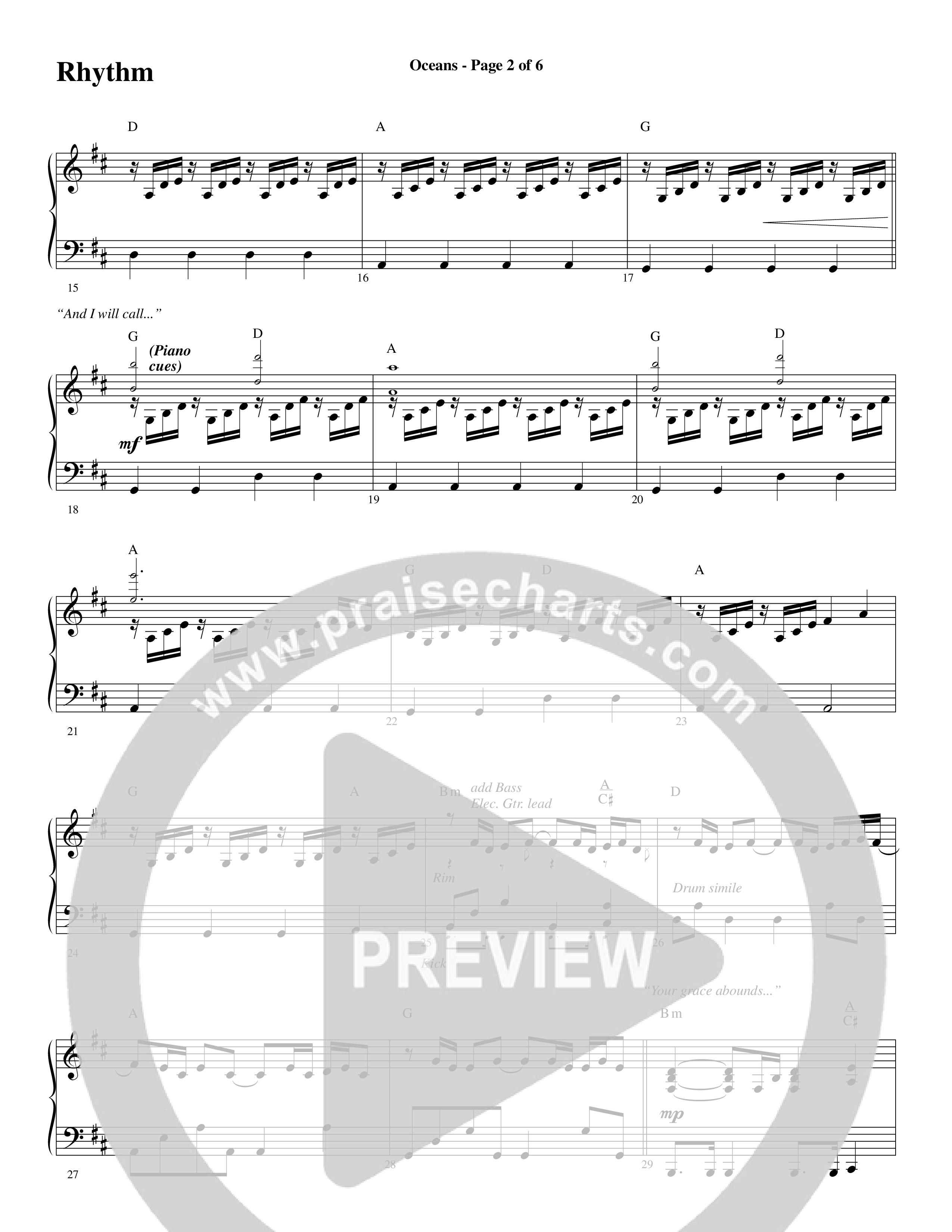 Oceans (Where Feet May Fail) (Choral Anthem SATB) Rhythm Chart (Word Music Choral / Arr. Joshua Spacht)