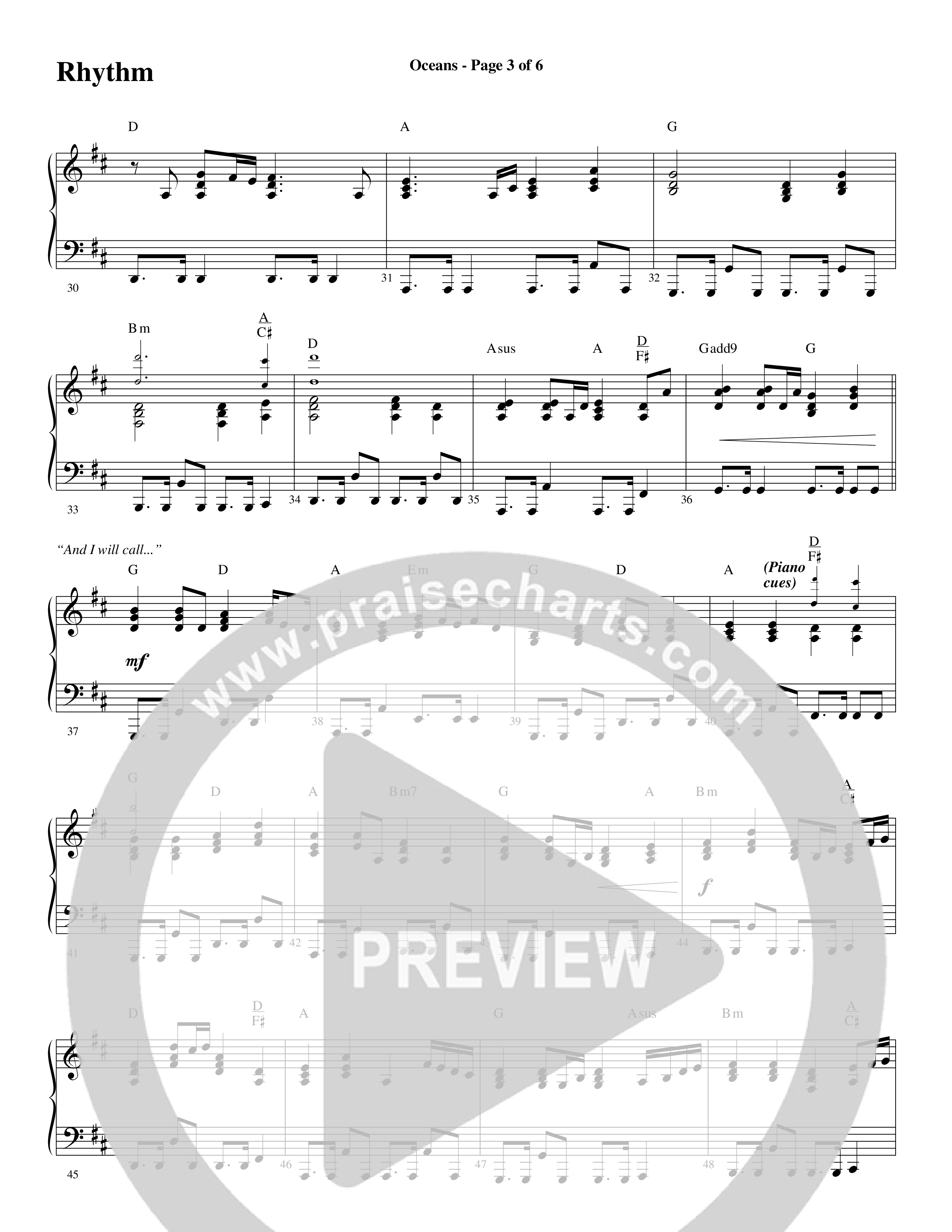 Oceans (Where Feet May Fail) (Choral Anthem SATB) Rhythm Chart (Word Music Choral / Arr. Joshua Spacht)