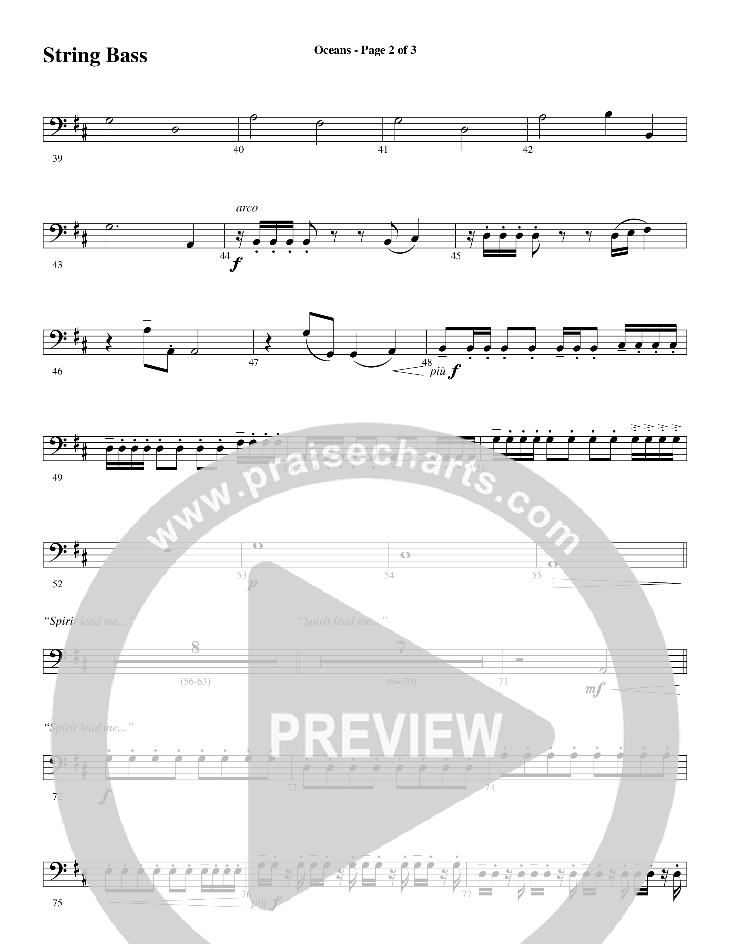 Oceans (Where Feet May Fail) (Choral Anthem SATB) String Bass (Word Music Choral / Arr. Joshua Spacht)