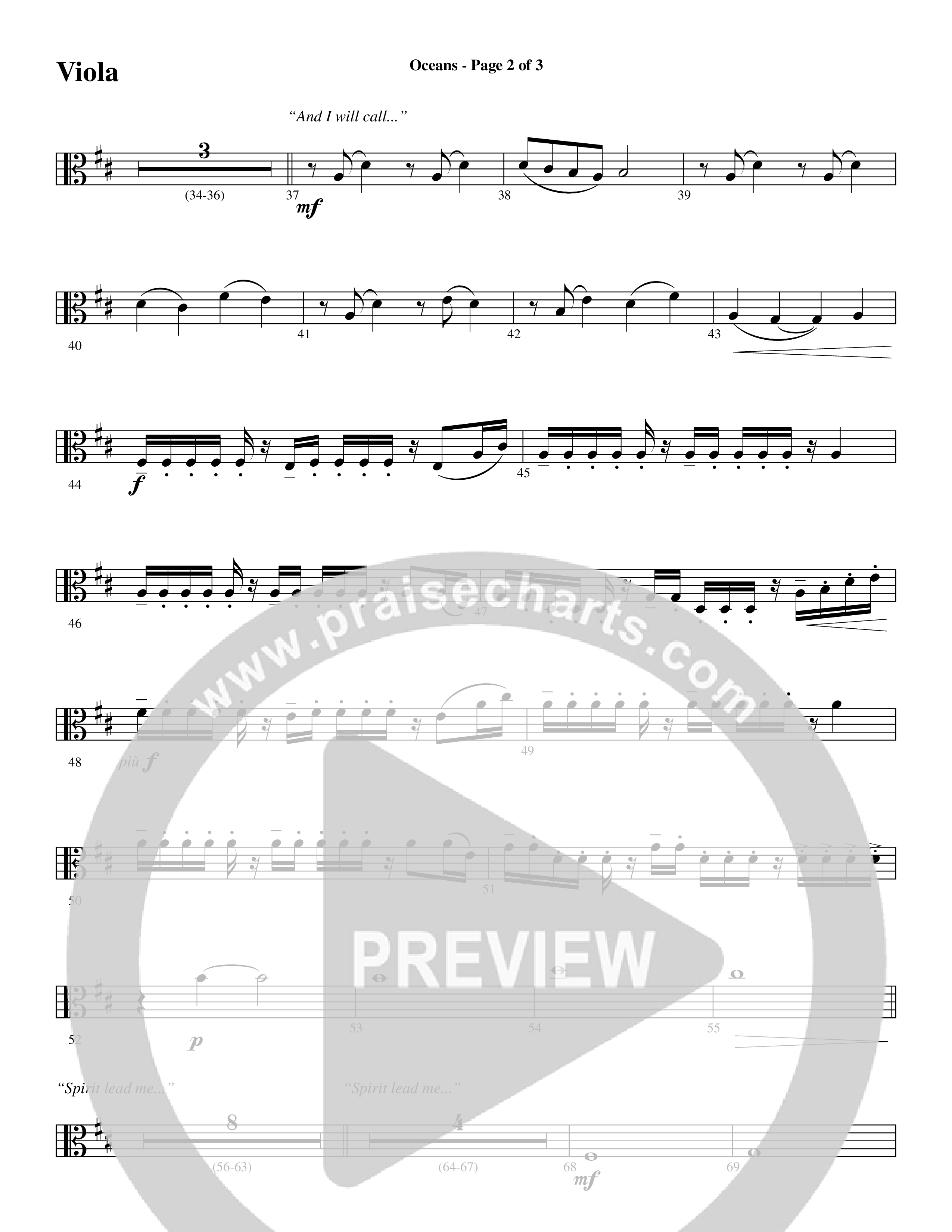 Oceans (Where Feet May Fail) (Choral Anthem SATB) Viola (Word Music Choral / Arr. Joshua Spacht)