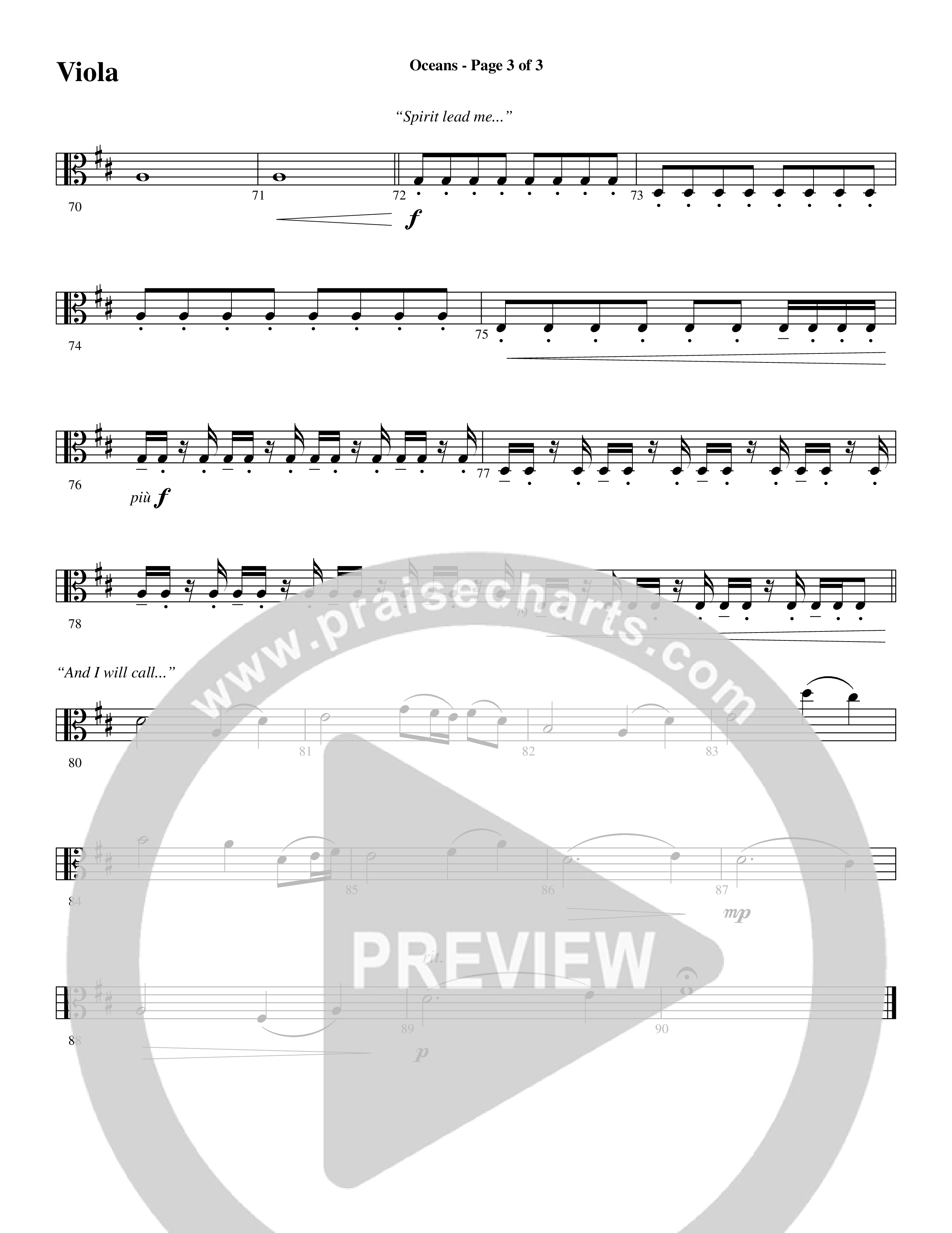 Oceans (Where Feet May Fail) (Choral Anthem SATB) Viola (Word Music Choral / Arr. Joshua Spacht)