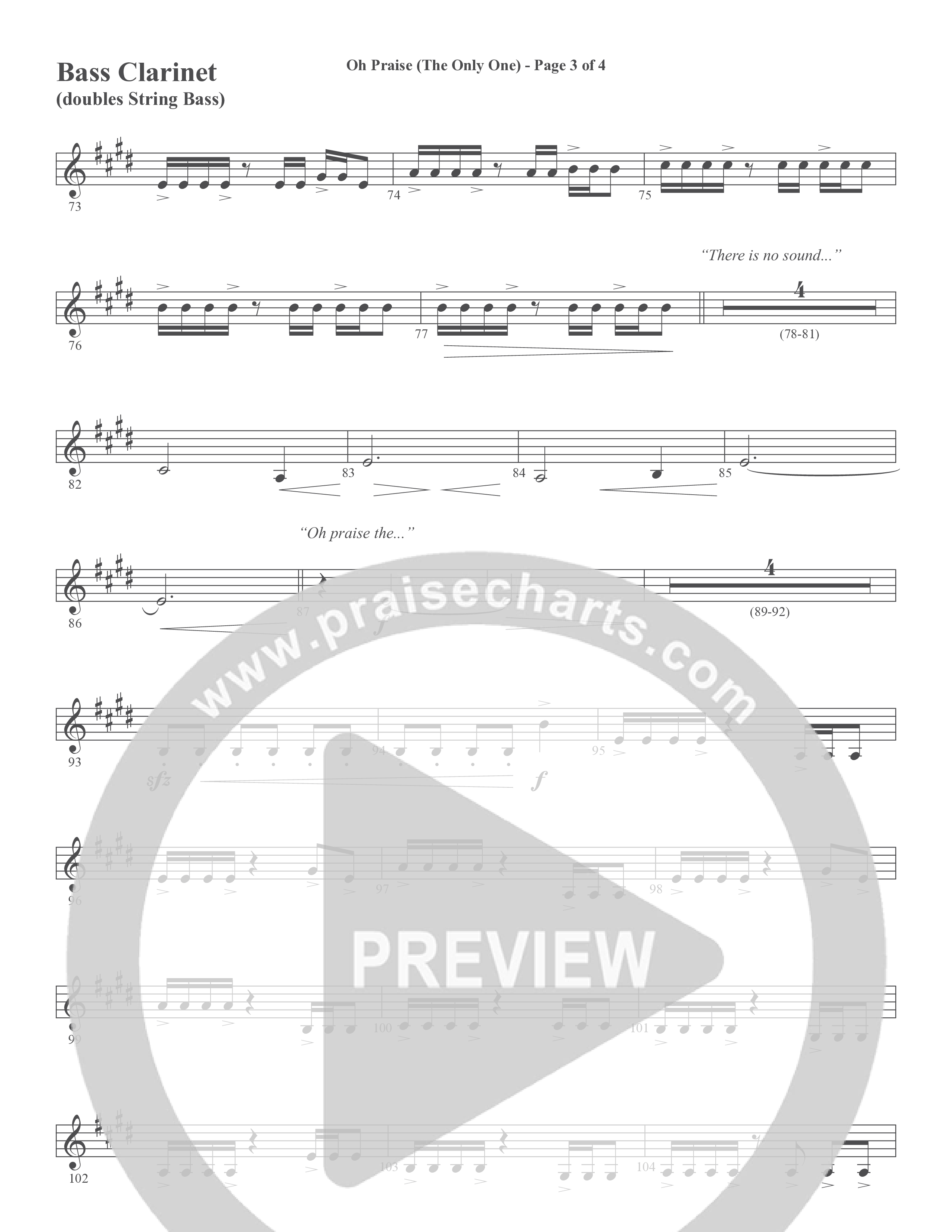 Oh Praise (The Only One) (Choral Anthem SATB) Bass Clarinet (Word Music Choral / Arr. David Wise)