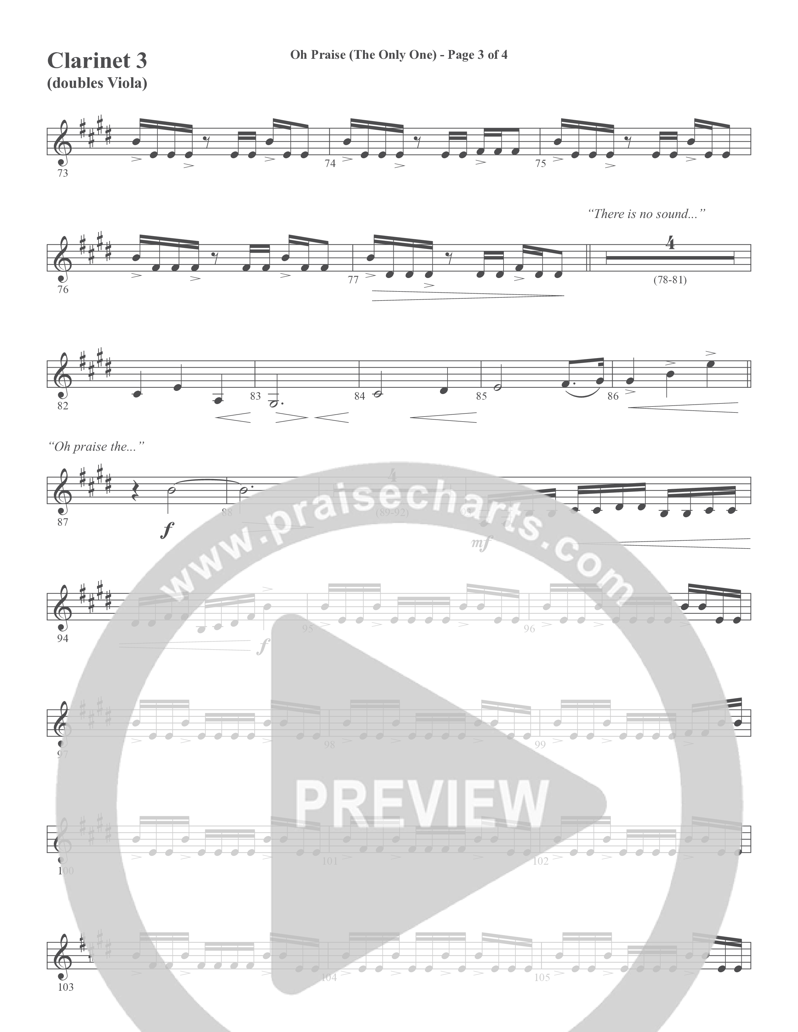 Oh Praise (The Only One) (Choral Anthem SATB) Clarinet 3 (Word Music Choral / Arr. David Wise)