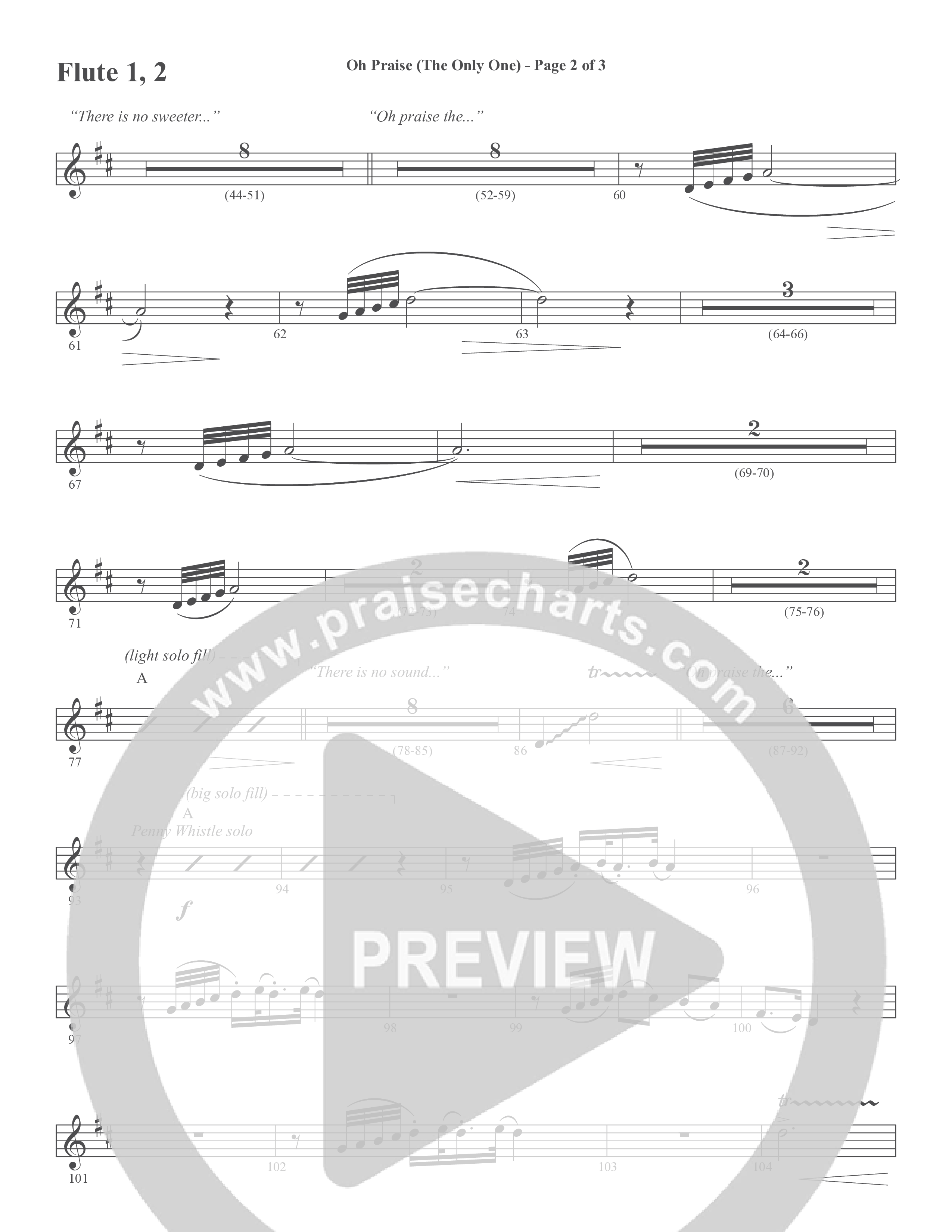 Oh Praise (The Only One) (Choral Anthem SATB) Flute 1/2 (Word Music Choral / Arr. David Wise)