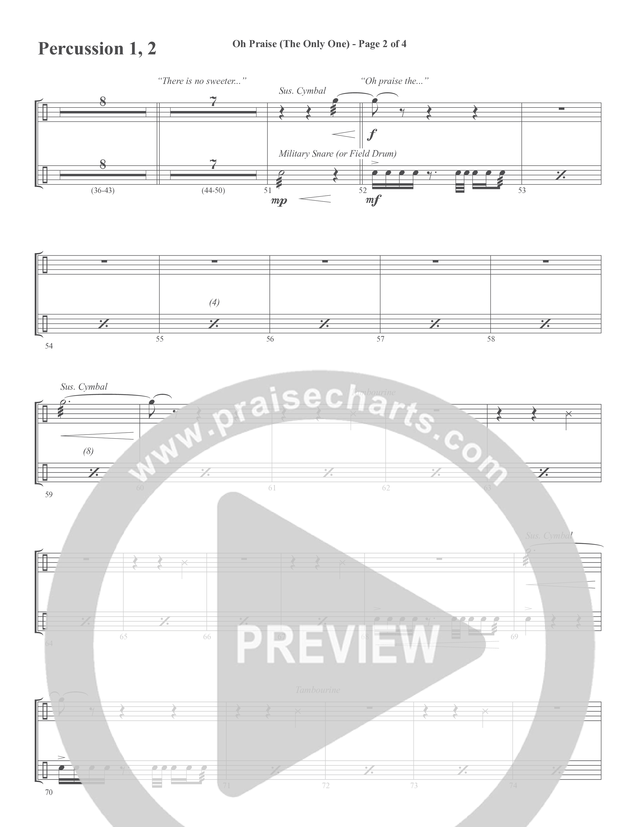 Oh Praise (The Only One) (Choral Anthem SATB) Percussion (Word Music Choral / Arr. David Wise)