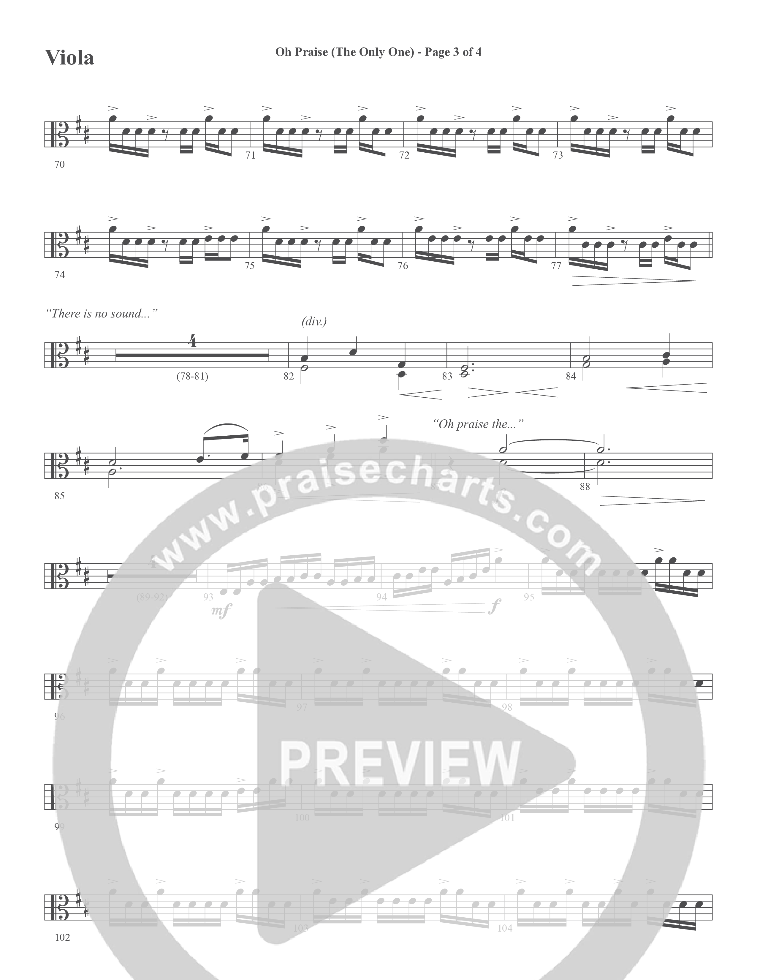 Oh Praise (The Only One) (Choral Anthem SATB) Viola (Word Music Choral / Arr. David Wise)
